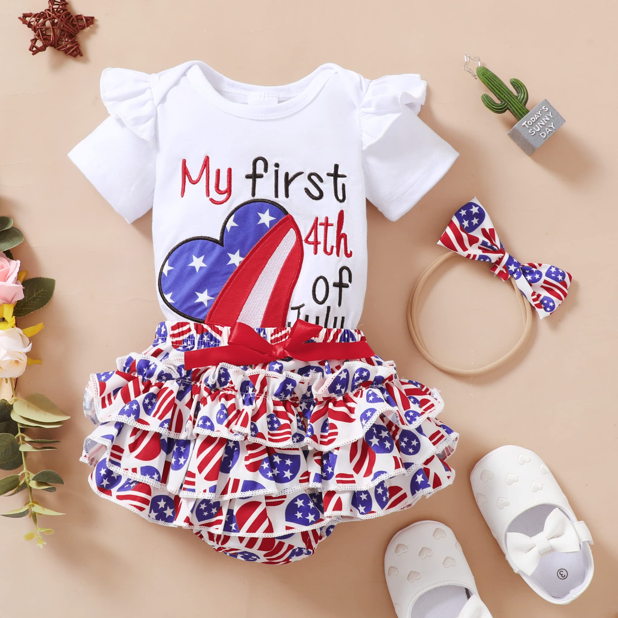 Mioglrie Newborn Baby Girl Clothes Set - Floral Romper & Shorts Outfit for Summer | Cute Infant Girl Fashion | Perfect for Playdates, Photoshoots & Family Outings