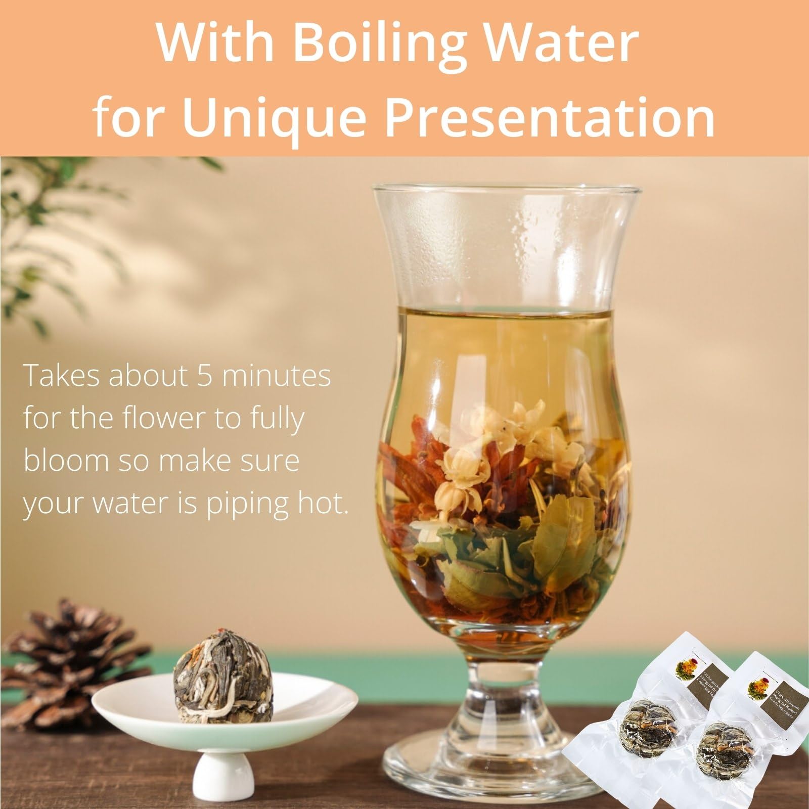 10 Unique Blooming Tea Gift Set - Handmade Flowering Tea Balls with Flowers | Organic Green Tea for Anniversary, Valentine's Day & Birthday Gifts | Perfect for Relaxation, Tea Parties & Special Occasions