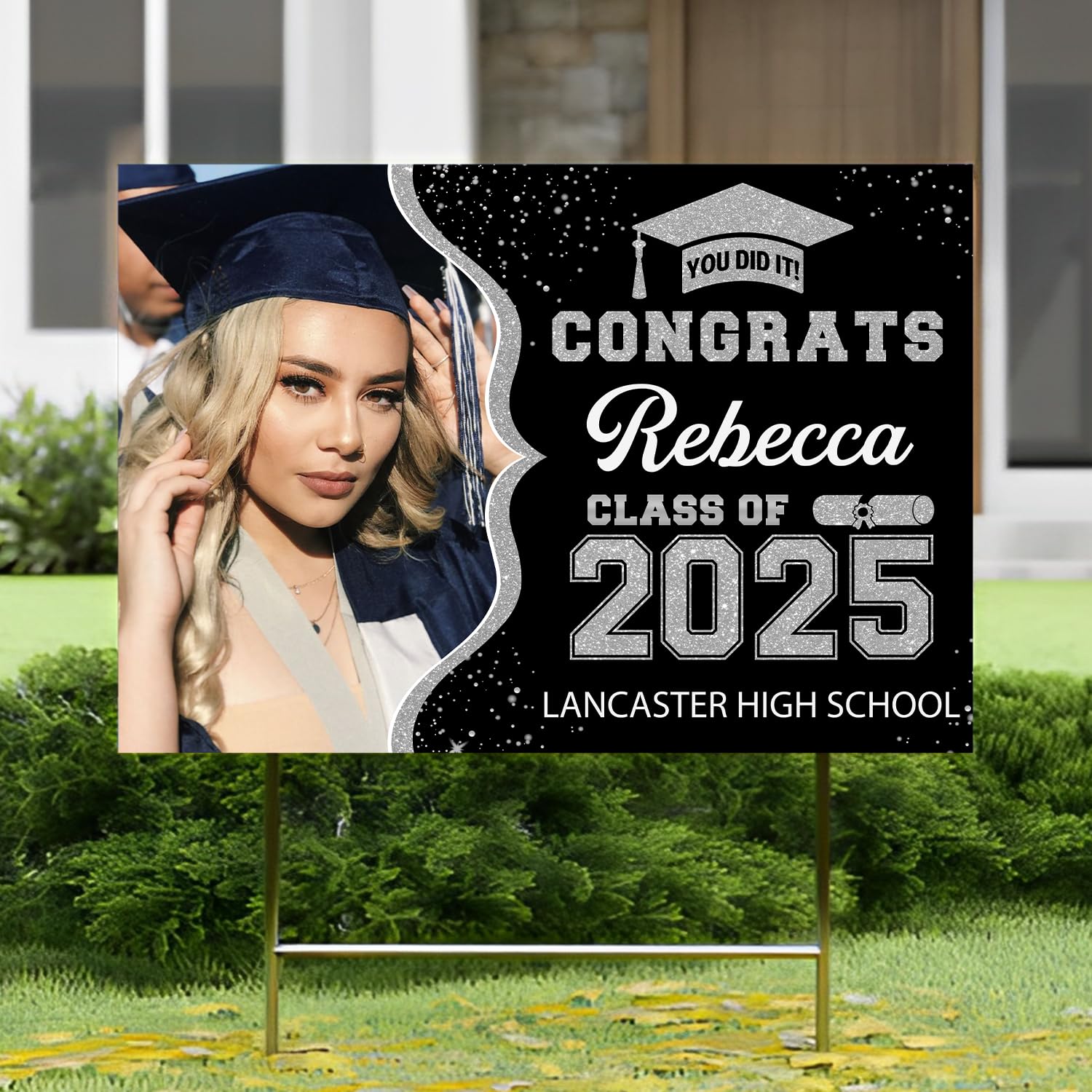 Personalized Graduation Yard Sign 2024 with Photo - Custom Senior Sign for High School & College Graduates - Class of 2024 Outdoor Decor - Perfect for Graduation Parties, Front Yard Displays & Photo Backdrops