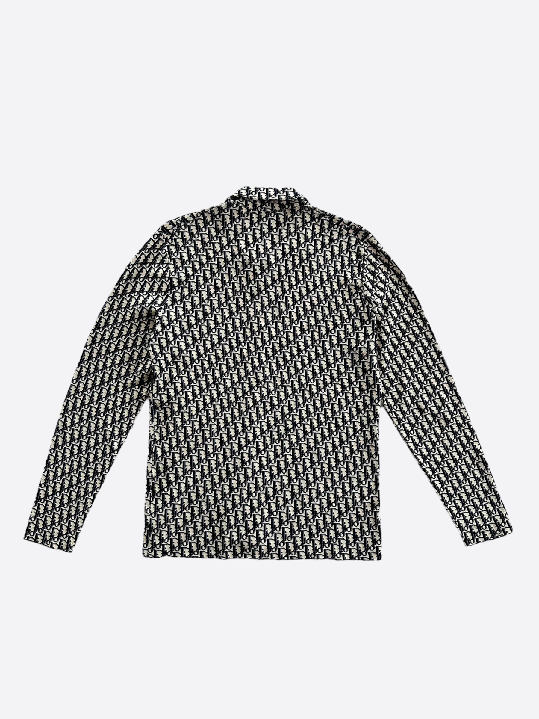 Dior Beige & Blue Oblique Button Up Shirt for Men | Luxury Designer Casual Wear | Perfect for Office, Date Night & Special Occasions