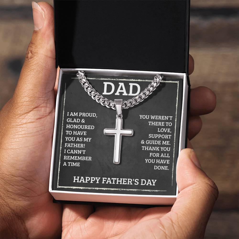 Personalized Cross Necklace for Dad - Custom Engraved Father's Day Gift - Perfect for Birthday, Anniversary & Religious Occasions