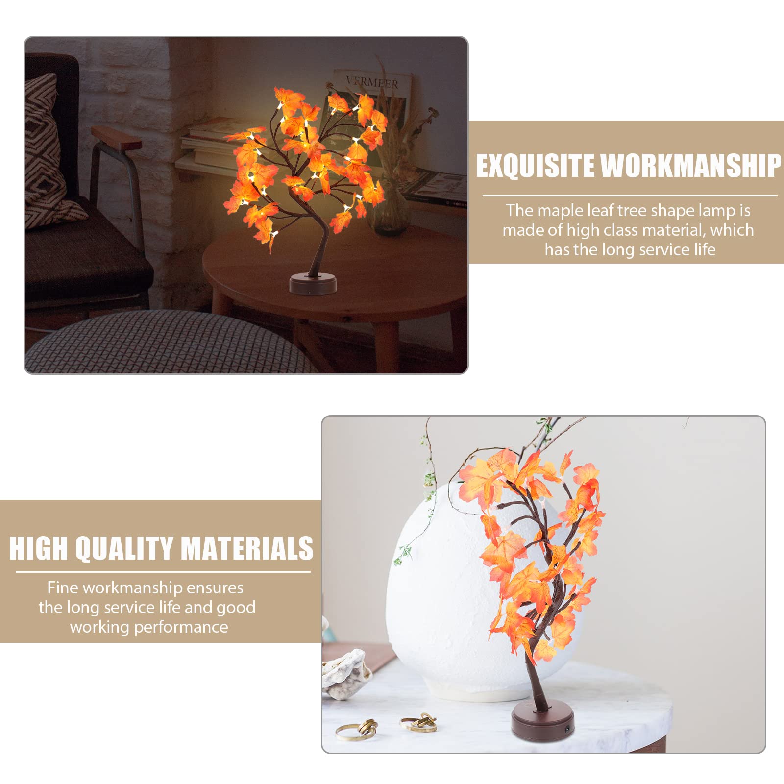 BESPORTBLE Realistic LED Maple Tree Lamp - 1PC Lifelike Maple Leaf Night Light for Home Decor, Thanksgiving & Holiday Lighting - Perfect for Living Room, Bedroom, and Seasonal Decoration