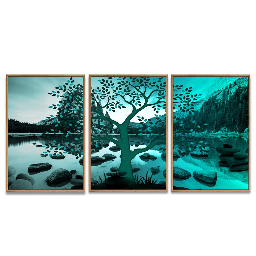 Wall26 3-Panel Framed Abstract Tree Canvas Wall Art - 24x36 Inches, Ready to Hang for Living Room & Bedroom Decor | Modern Home Decoration, Housewarming Gift