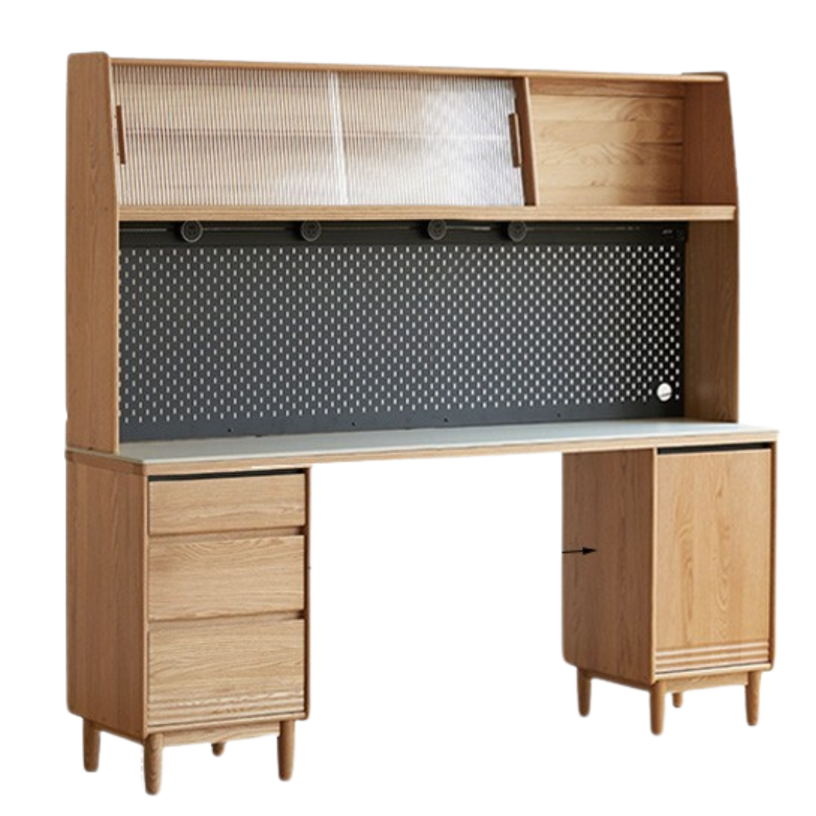 Solid Oak and Ash Wood Modern Rock Board Sideboard - Stylish Storage for Living Room, Dining Room, or Entryway