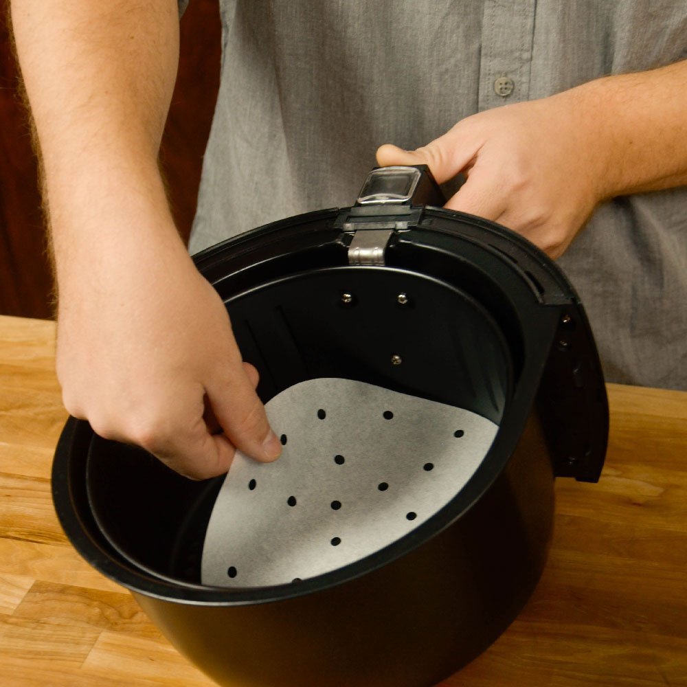 100-Pack 7.5 Inch Perforated Parchment Paper Air Fryer Liners | Non-Stick, Reusable & Safe for Oven | Perfect for Air Fryers, Baking, Roasting & Meal Prep