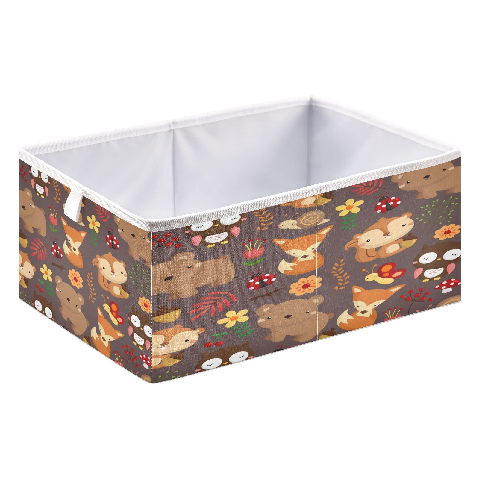 Bolaz Fox Owl Bear Fabric Storage Cubes & Bins - Versatile Shelf Baskets & Organizers for Kids Room, Closet, Toy Storage & Home Organization - Perfect for Nursery, Playroom & Bedroom Decor