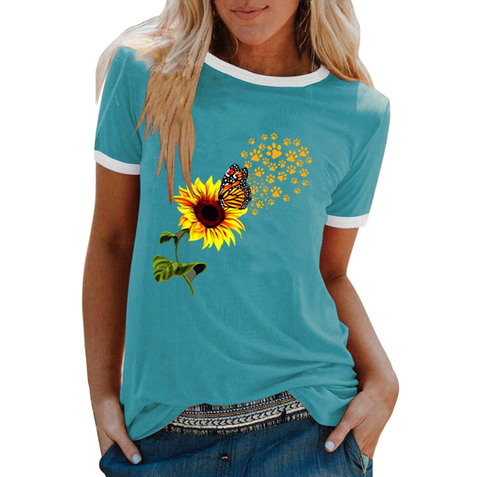 Women's Summer V-Neck T-Shirts with Pocket - Short Sleeve Casual Tops for Women | Perfect for Beach Outings, Vacation Wear & Everyday Comfort