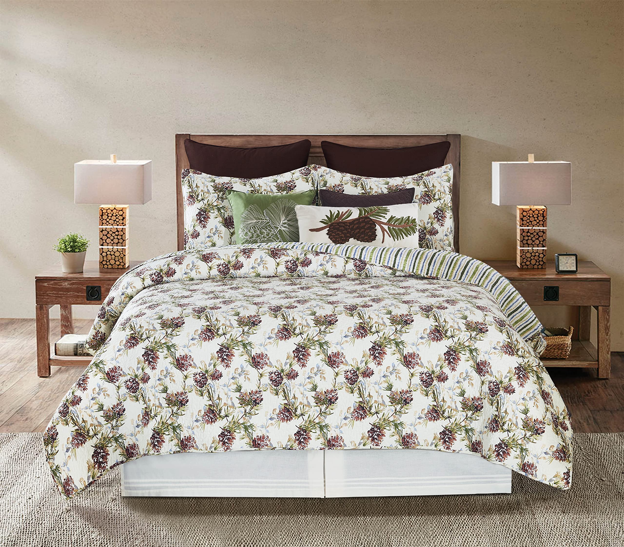 C&F Home Cooper Pines Pinecone Full/Queen Reversible Cotton Quilt Set - 3-Piece Lodge Cabin Bedding | Machine Washable Brown Woodland Forest Design for Cozy Cabin Retreats & Nature-Inspired Bedrooms