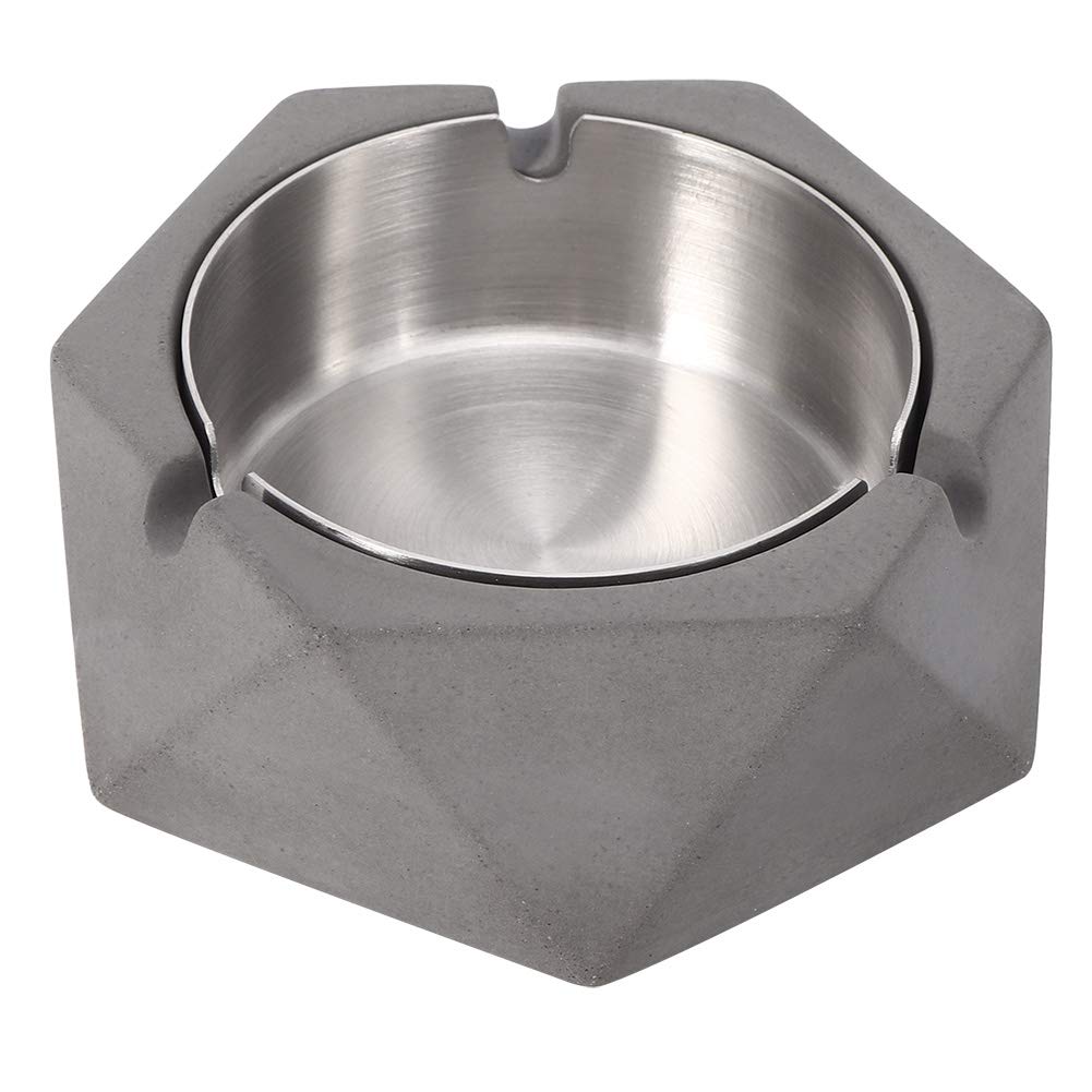 BORDSTRACT Modern Marble & Concrete Tray with Stainless Steel Insert - Nordic Geometric Ashtray for Home, Office, Bar, Cafe & Hotel Decor (Dark Gray) | Perfect for Outdoor Entertaining, Smoking Accessories & Stylish Interior Design