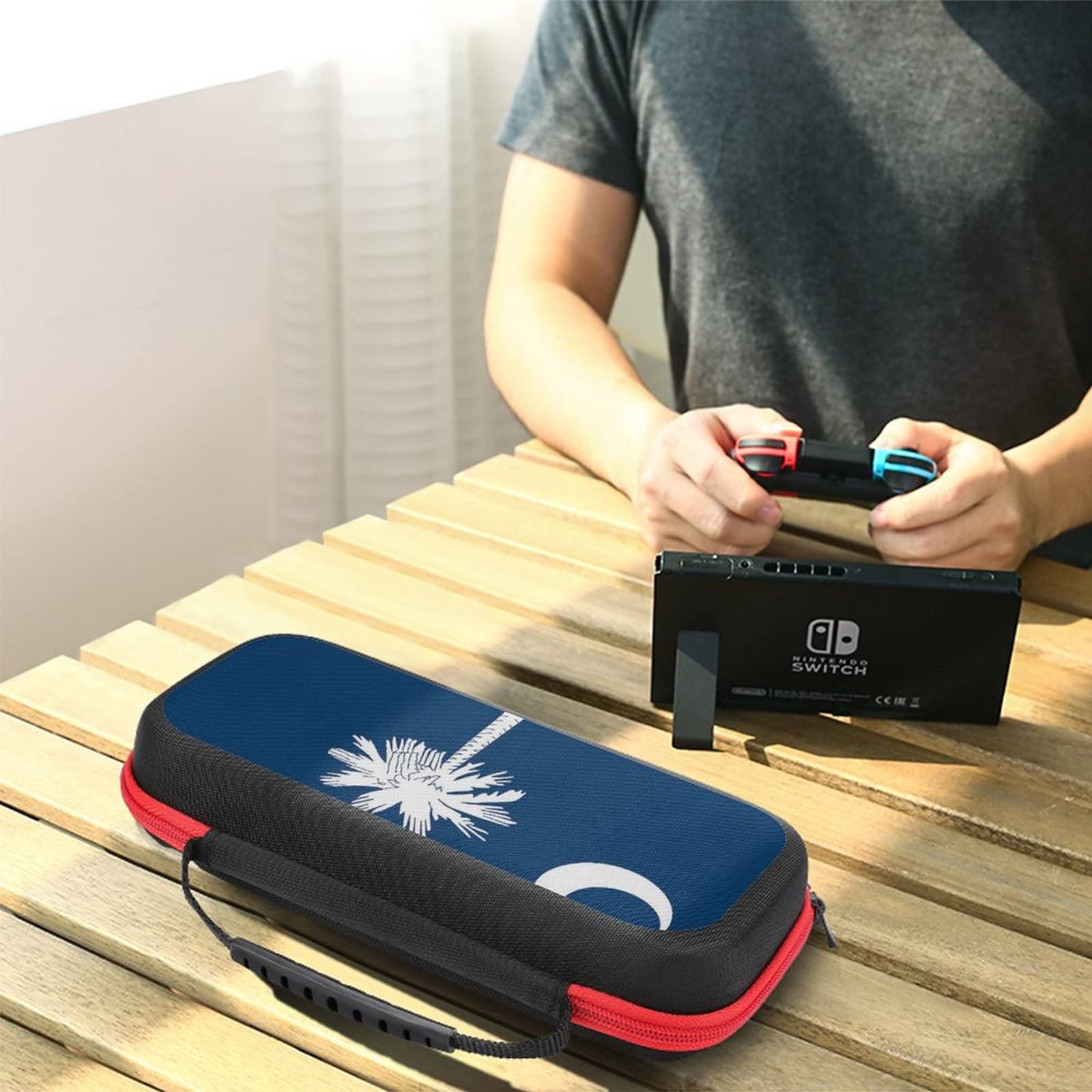 South Carolina State Flag Nintendo Switch Carrying Case - Portable Travel Cover with 20 Game Card Slots | Perfect for Gamers on the Go & Travel Accessories
