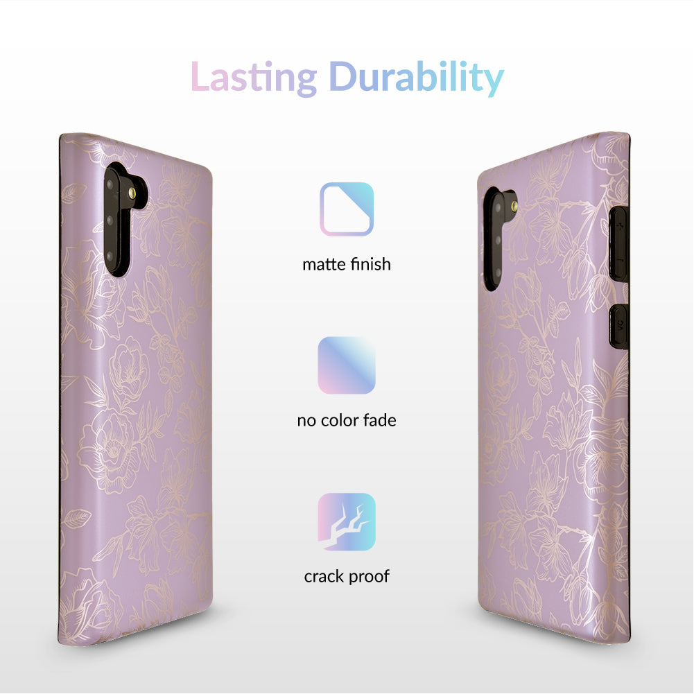 Dusty Rose Chrome Floral Samsung Galaxy Phone Case - Elegant Protective Cover for Galaxy S21/S22/S23 - Perfect for Everyday Use, Work & Travel