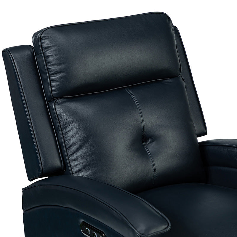 Premium Stefan Genuine Leather Power Recliner with Nailhead Trim - Electric Adjustable Sofa for Living Room, Home Theater & Office - Comfortable Leather Lounge Chair with USB Charging Port