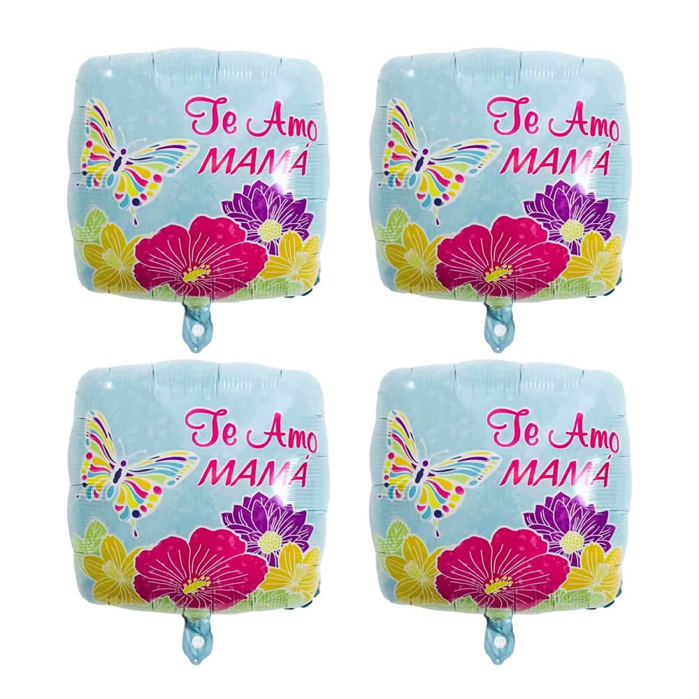 4Pcs 18-Inch Mother's Day Foil Square Balloons - Premium Party Decorations for Happy Mother's Day & Birthday Celebrations - Perfect for Home, Office & Outdoor Party Decor