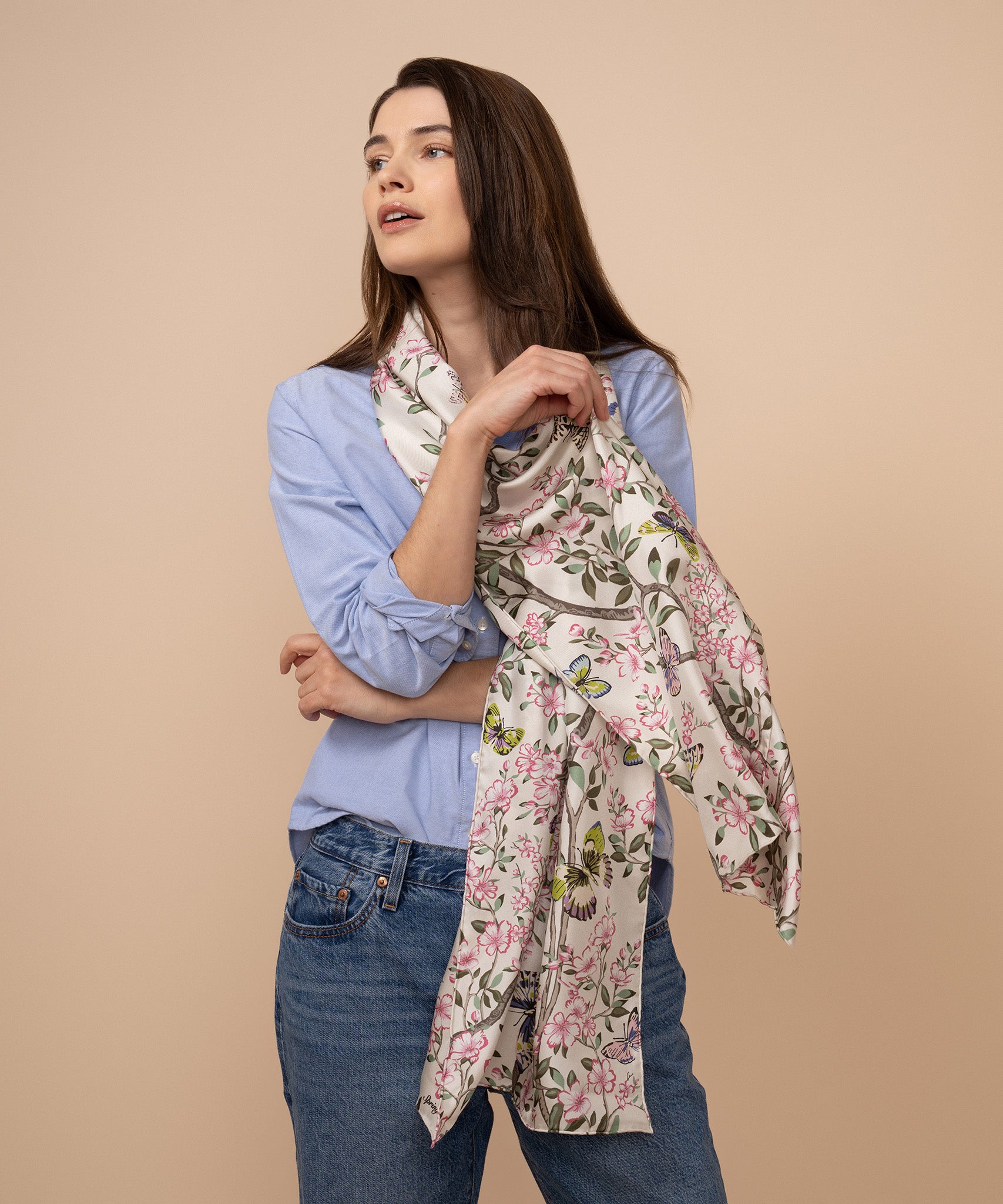 Elegant Spring Unfolding Silk Oblong Scarf - Lightweight Fashion Accessory for Women - Perfect for Office, Party & Travel Outfits
