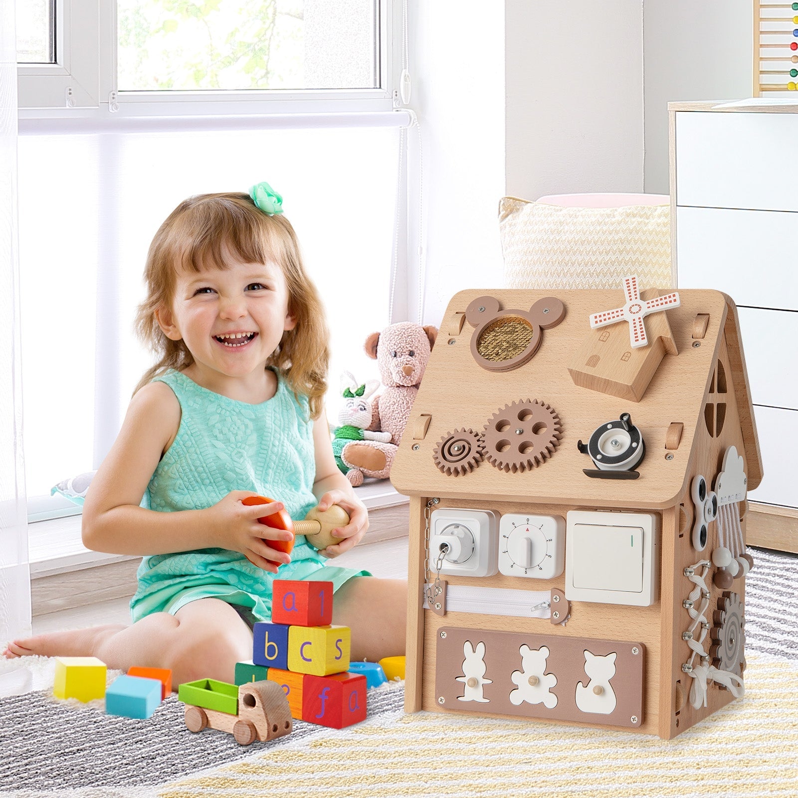 Multifunctional Busy Board for Kids - Sensory Activity Toy with Storage Compartments | Perfect for Toddler Learning & Home Organization