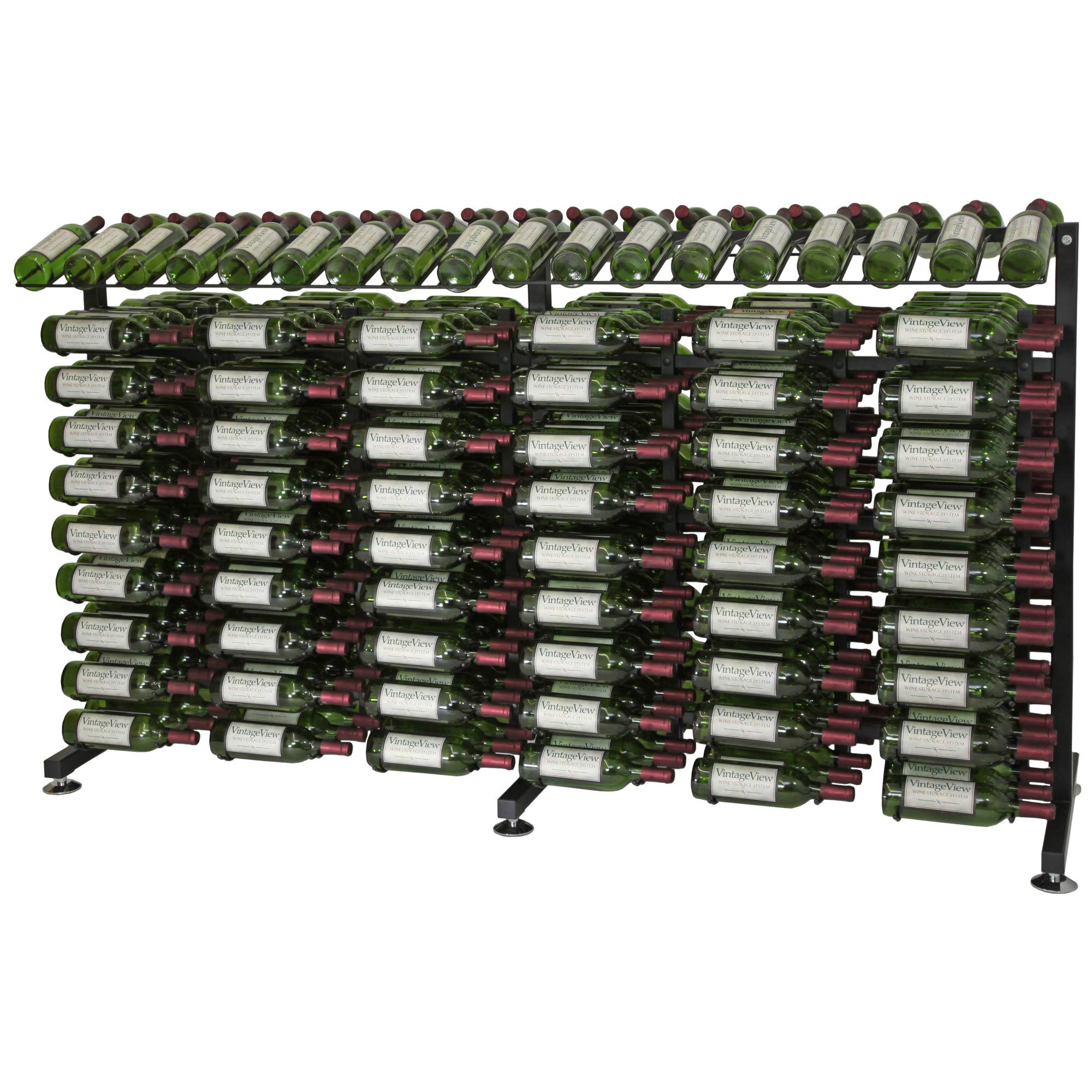 VintageView Island Display Rack - 3 Tier Freestanding Wine Rack Kit (Matte Black, Holds 180 Bottles) - Perfect for Wine Cellars, Bars & Restaurants