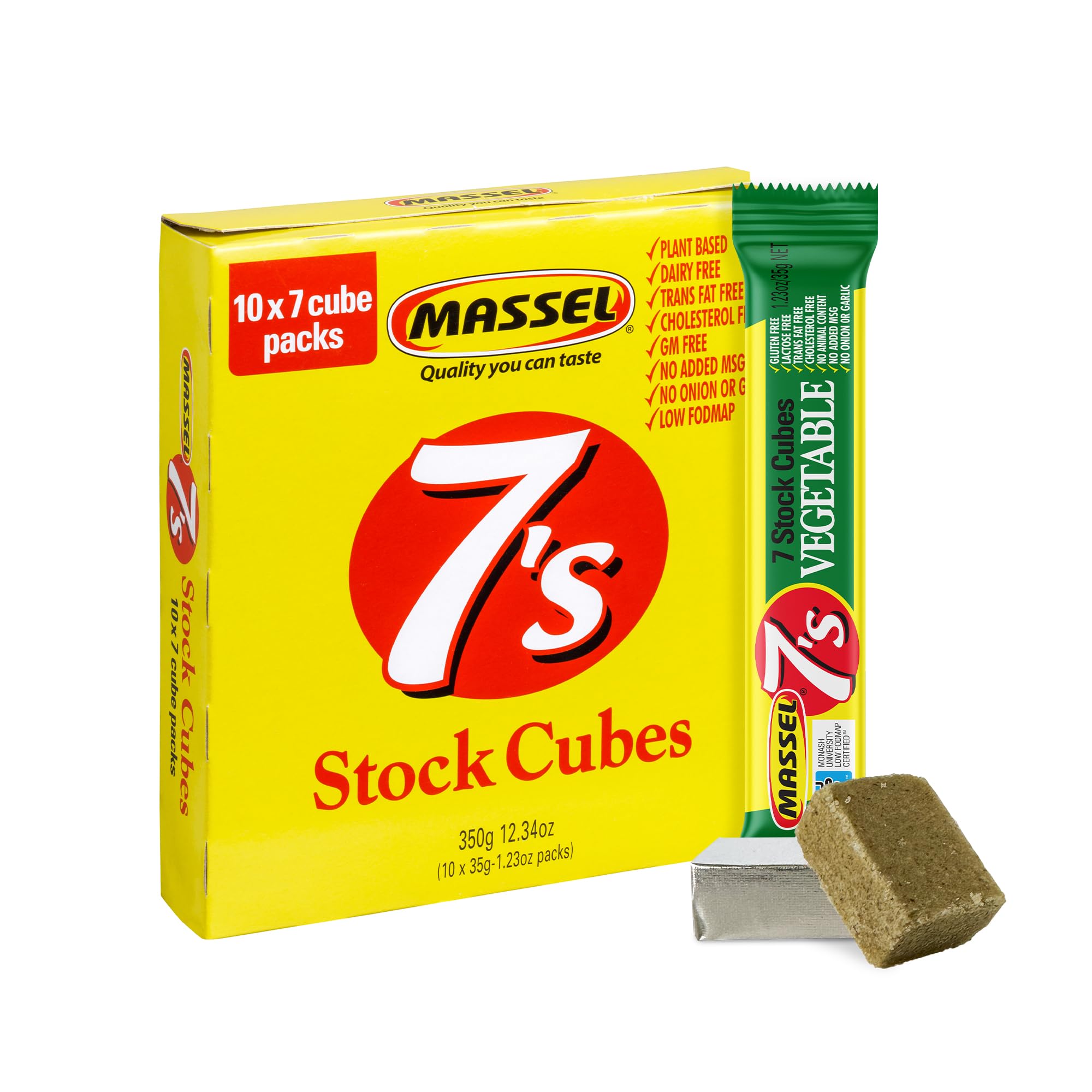 Massel Vegetable Broth Bouillon Cubes - Gluten Free, Low FODMAP, Non-GMO, MSG & Dairy Free Stock - 0g Trans Fat Soup Base for Ramen, Stew & Cooking - Vegan Friendly Bulk Pack (10 Pack, 70 Cubes) - Perfect for Home Cooking, Meal Prep & Healthy Recipes