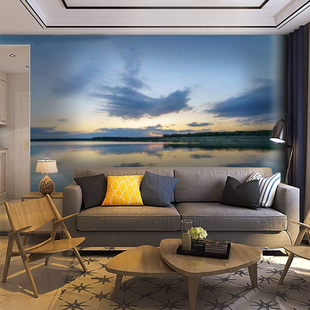 Self-Adhesive Removable Sunset Over Georgetown Lake Wall Mural - Texas Landscape Peel & Stick Wallpaper for Living Room, Bedroom, Home Decor | Easy DIY Wall Decal & Wall Sticker for Renters & Homeowners