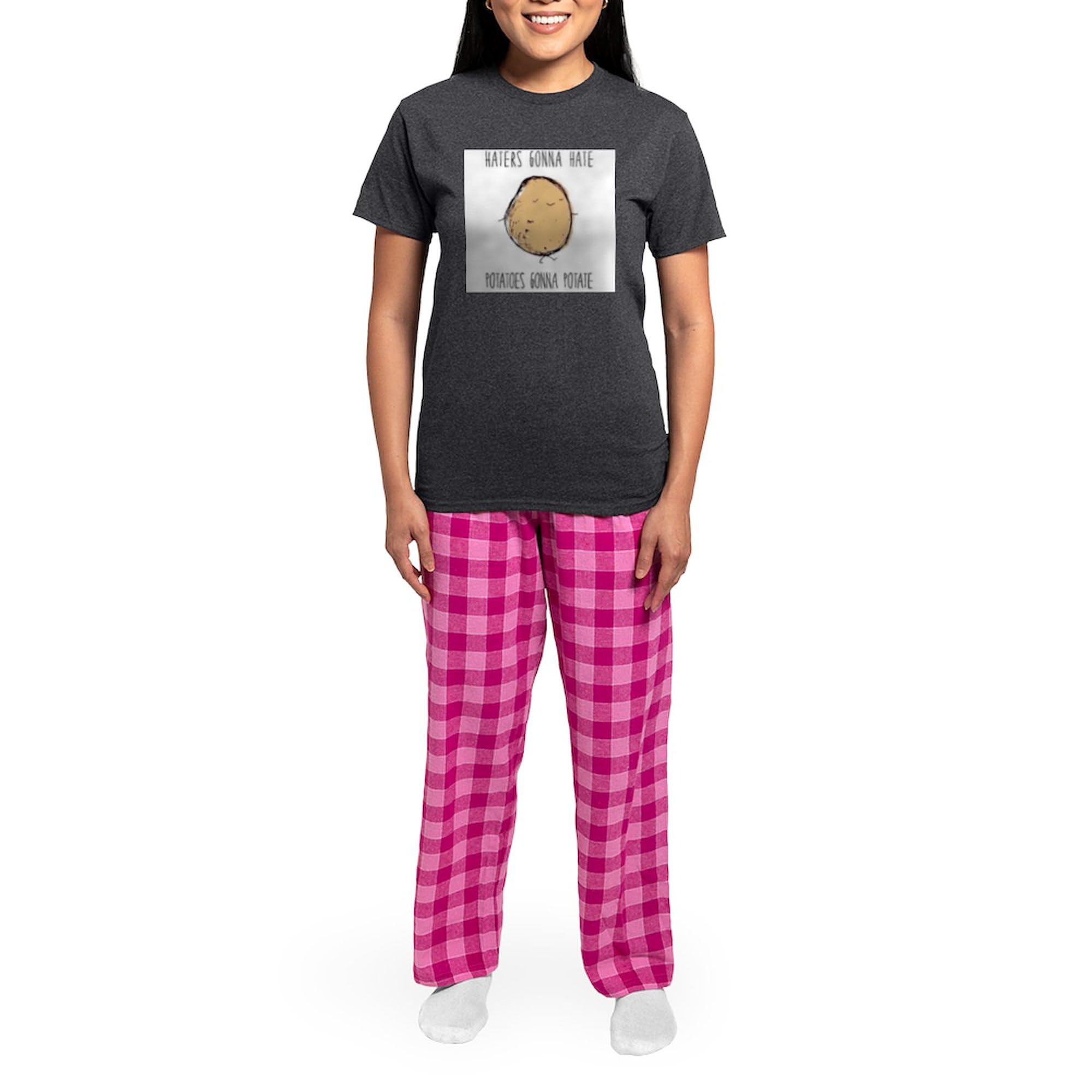 CafePress Women's Novelty Pajama Set - Haters Gonna Hate, Potatoes Gonna Potate - Charcoal Lounge Pants & Top - Funny Sleepwear for Relaxing at Home & Girls Night In