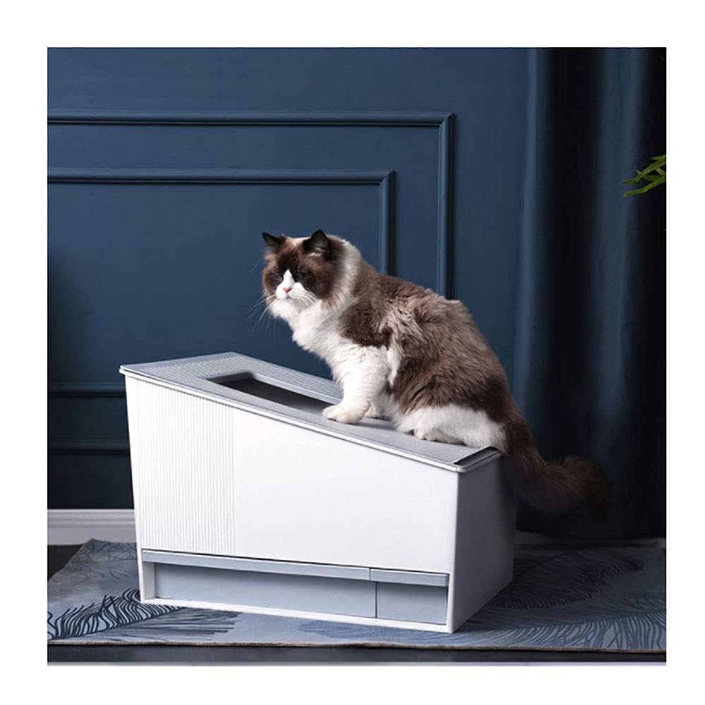 Automatic Self-Cleaning Cat Litter Box with Odor Control - Semi-Enclosed Smart Pet Toilet for Odor-Free Home (Color: Beige) - Perfect for Busy Pet Owners & Multi-Cat Households