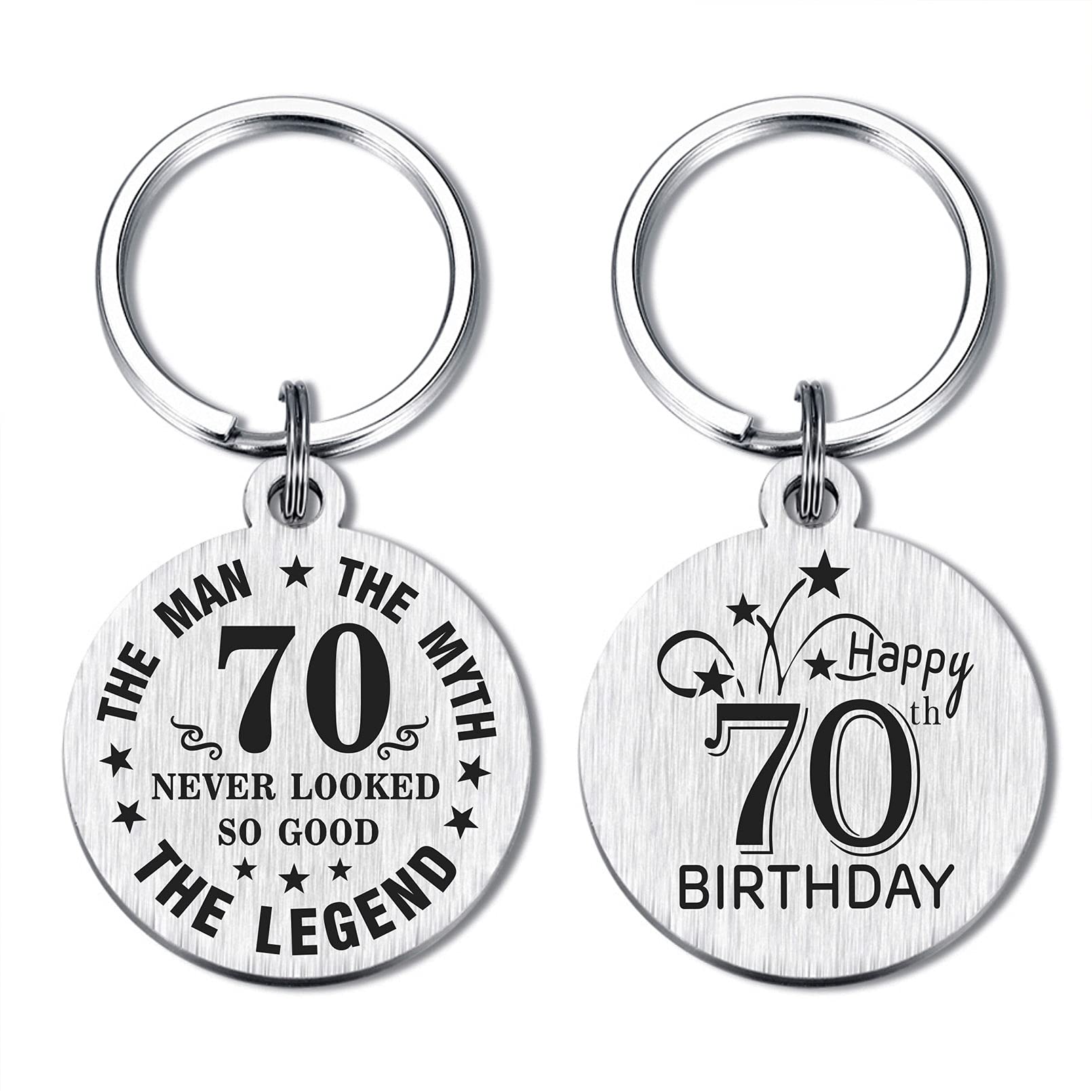 Vintage 70th Birthday Gifts for Men - Personalized 70 Year Old Male Keychain - 70th Birthday Decorations & Party Supplies - Perfect for Retirement Celebrations, Milestone Birthdays & Gift Giving Occasions