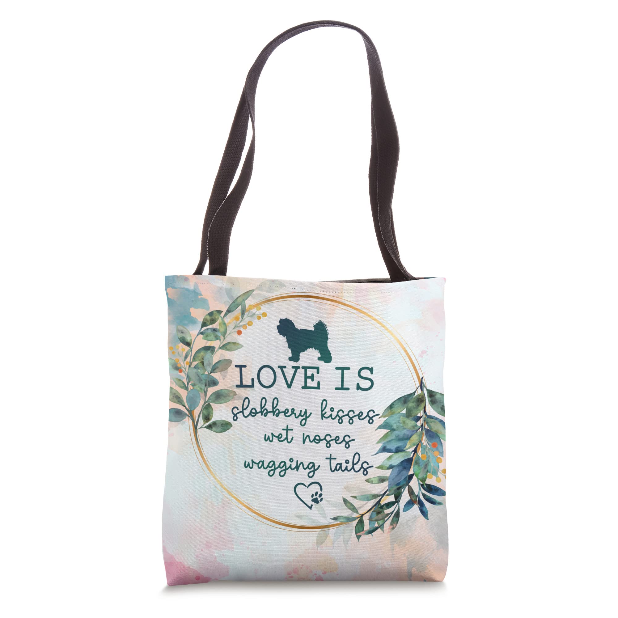 Watercolor Maltese Dog Tote Bag - Cute 'Love is Slobbery Kisses & Wet Nose' Design - Perfect for Dog Lovers, Beach Trips & Grocery Shopping