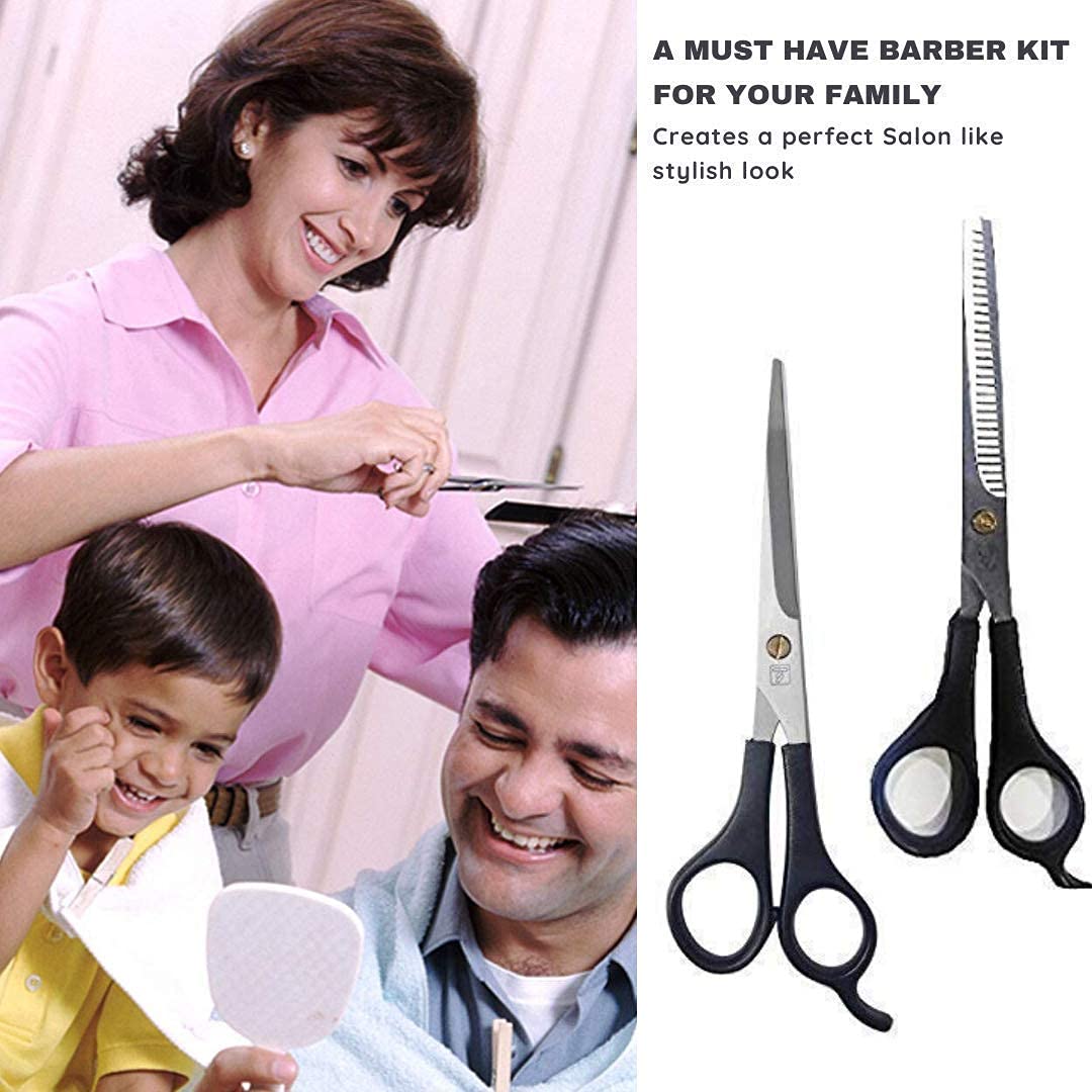 TWIERY Professional 6.5 Inch Hair Cutting Scissors Set - Sharp Stainless Steel Shears with Double Thinning Scissors for Salon & Home Use (2-Piece Kit) | Perfect for Stylists, Barbers & DIY Haircuts