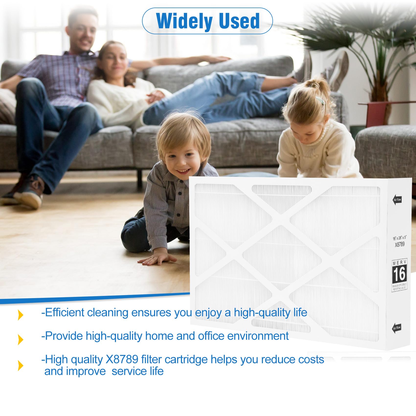 16x26x5 MERV 16 Air Filter - 2 Pack | High Efficiency Furnace Filter | Compatible with PCO16-28 | Perfect for Home HVAC Systems & Allergy Relief