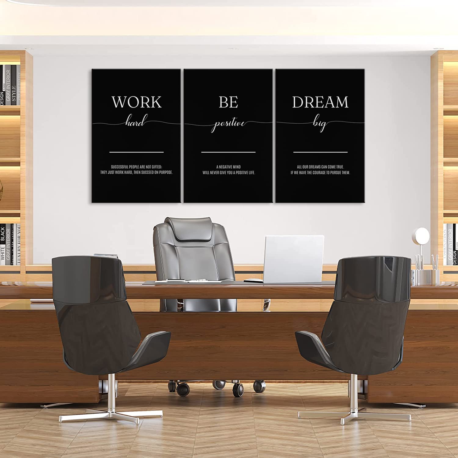 3 Piece Inspirational Canvas Wall Art Set - Motivational Quotes Office Decor - Positive BE Dream Posters for Home & Workplace (20''W x 28''H) - Perfect for Living Room, Bedroom & Office Wall Decoration
