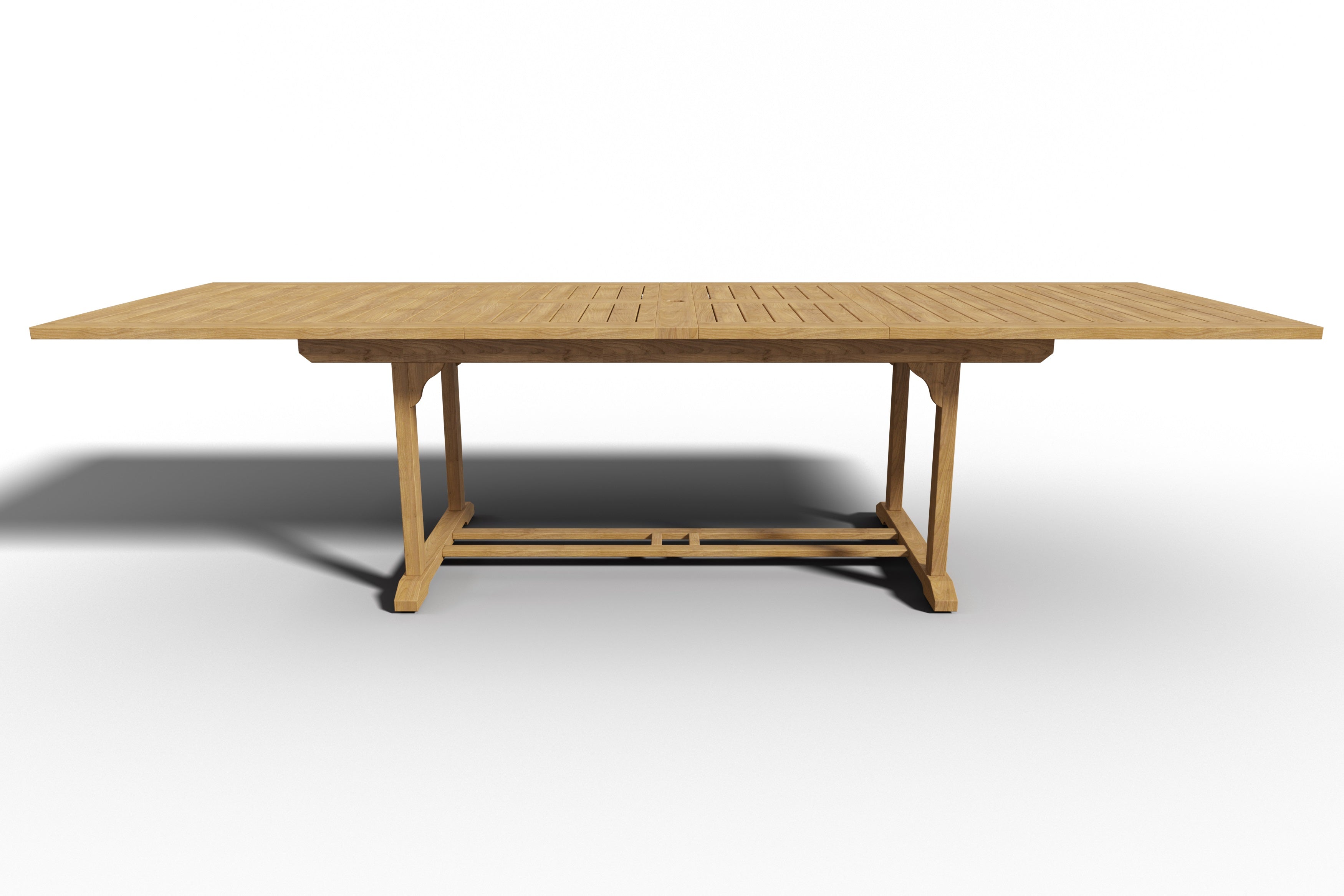 Premium Teak Outdoor Dining Table with Double Extensions & Umbrella Hole | Weather-Resistant Rectangular Patio Table for Garden, Deck & Backyard Dining