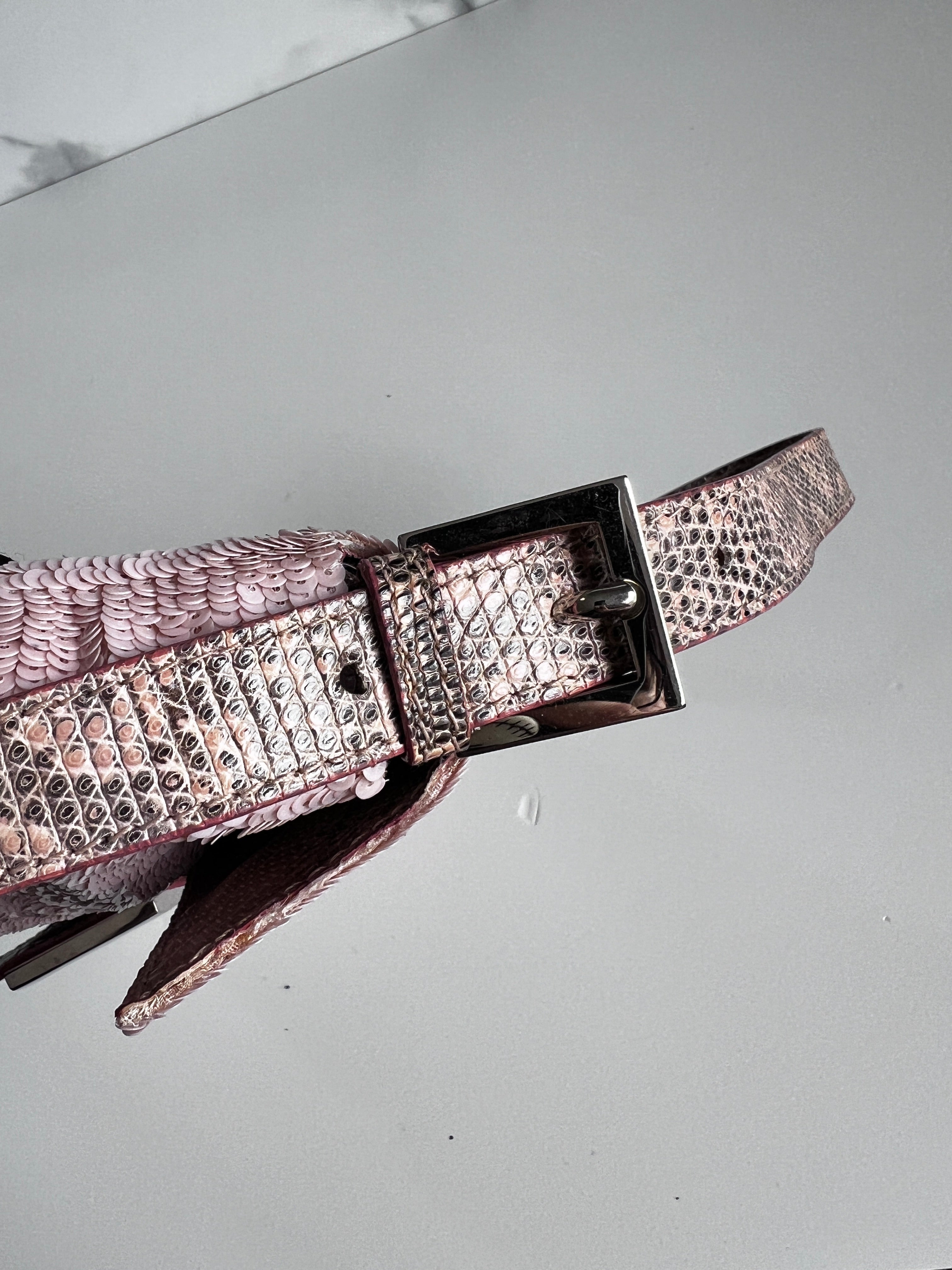 Vintage Fendi Pink Sequin Baguette Bag - Luxury Designer Shoulder Bag for Women, Perfect for Parties, Weddings & Evening Events