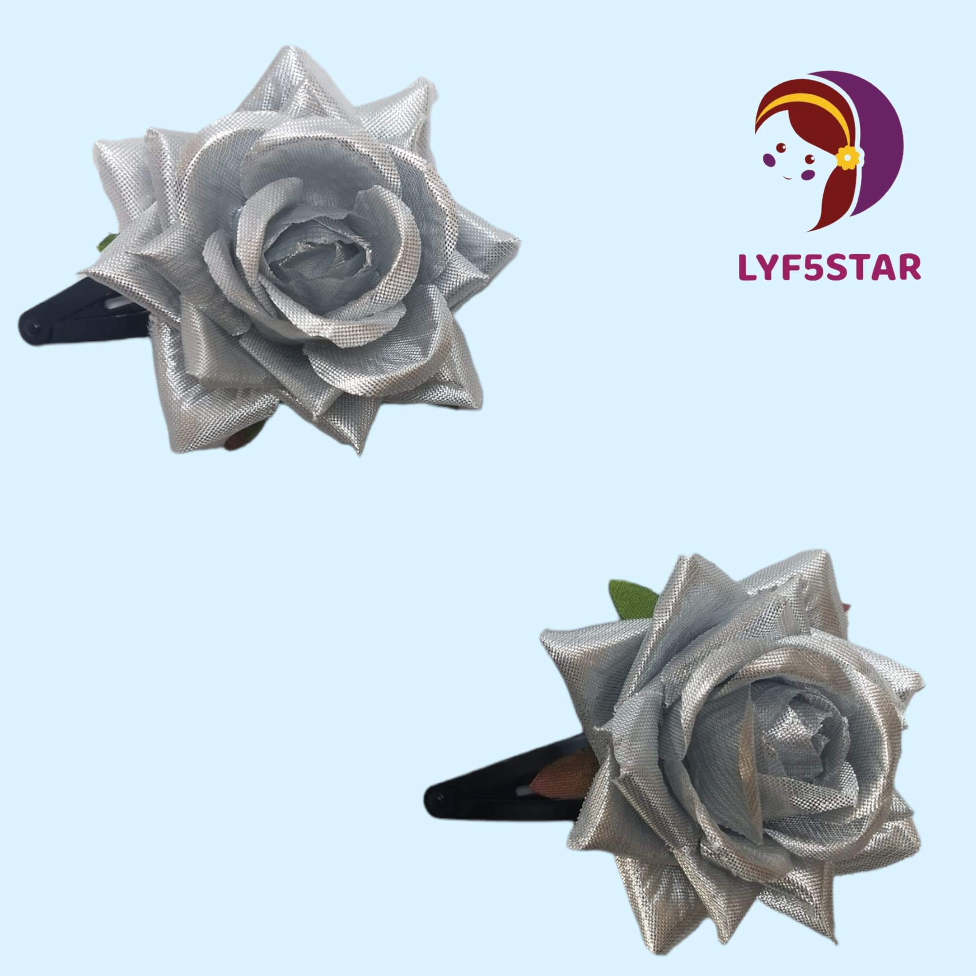 LYF5STAR Handmade Artificial Rose Hair Clip - Elegant Bridal Hair Accessories for Women & Girls, Pack of 2 | Perfect for Weddings, Parties, TikTok Videos & Everyday Fashion