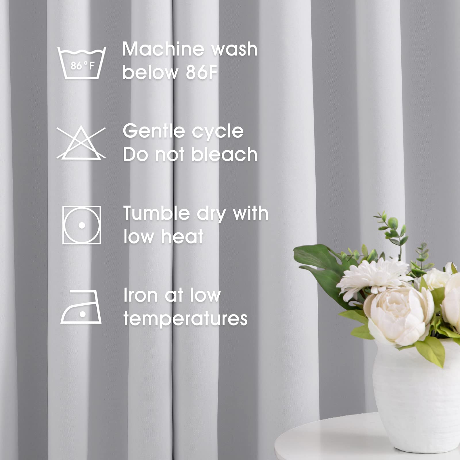 HomeIdeas Greyish White Blackout Curtains - 52x96 Inch Thermal Insulated Room Darkening Drapes with Grommets, 2 Panels Set for Bedroom & Living Room - Soundproof Window Treatments for Better Sleep & Energy Efficiency