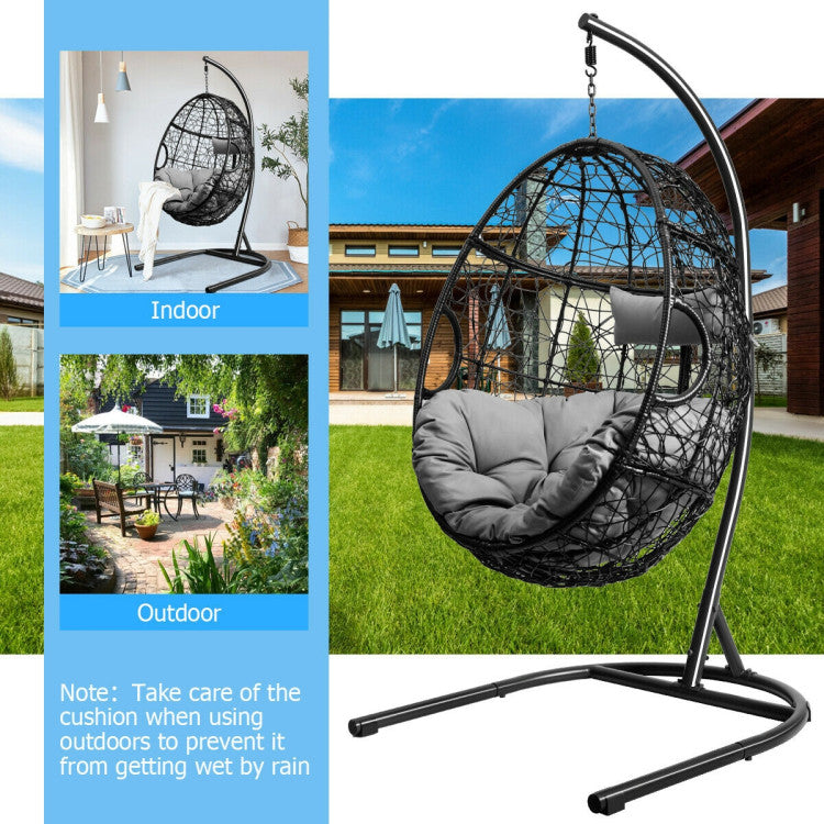 Costway Hanging Hammock Chair with Stand - 250 lbs Weight Capacity, Padded Cushion for Comfort - Perfect for Indoor, Outdoor, Patio & Garden Relaxation