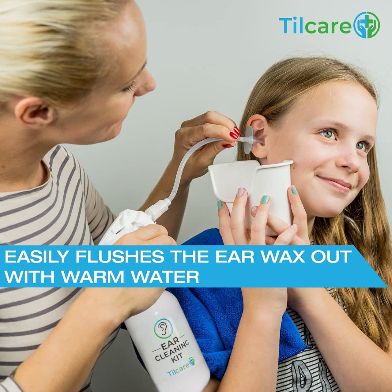 Tilcare Ear Wax Removal Kit - Safe Ear Irrigation System for Adults & Kids - Complete Ear Cleaning Set with Basin, Syringe, Curette, Towel & 30 Disposable Tips - Ideal for Home Ear Hygiene & Wax Buildup Relief