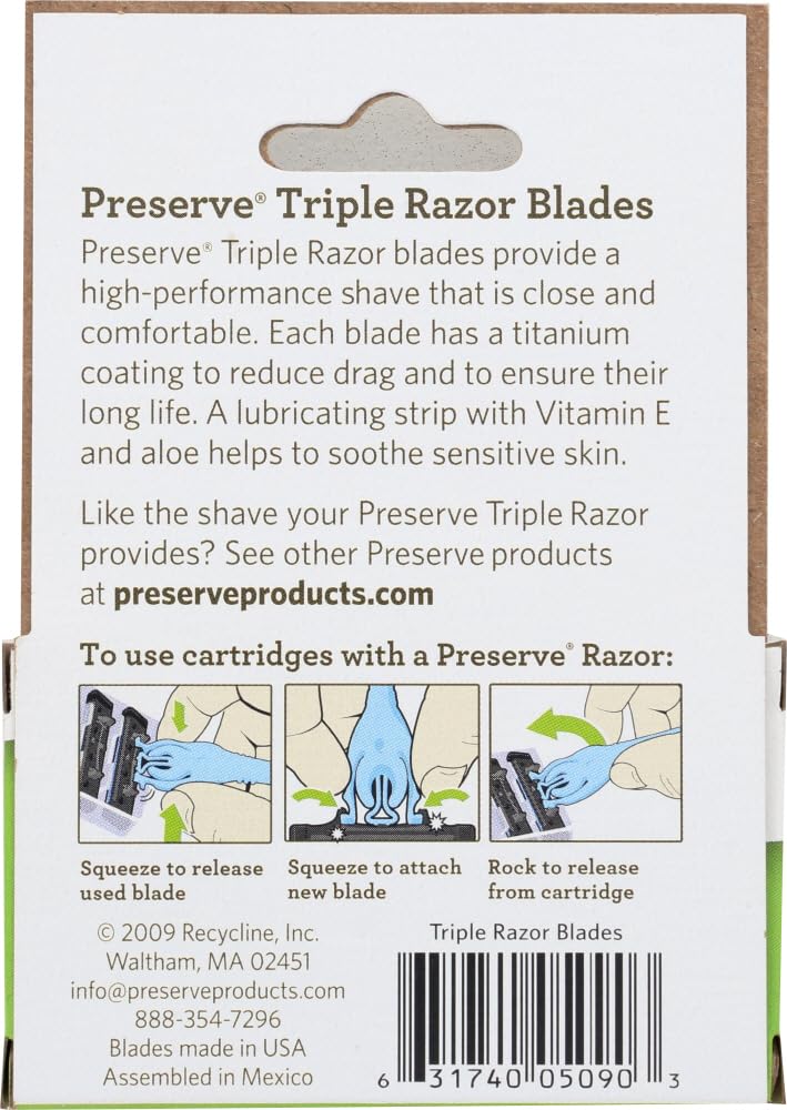 Wholesale Preserve Triple Blade Refills - 6 Cases (4 Packs Each) - Premium Shaving Razor Blades for Men & Women - Smooth Hair Removal for Face, Legs & Body - Perfect for Home, Travel & Gym Use