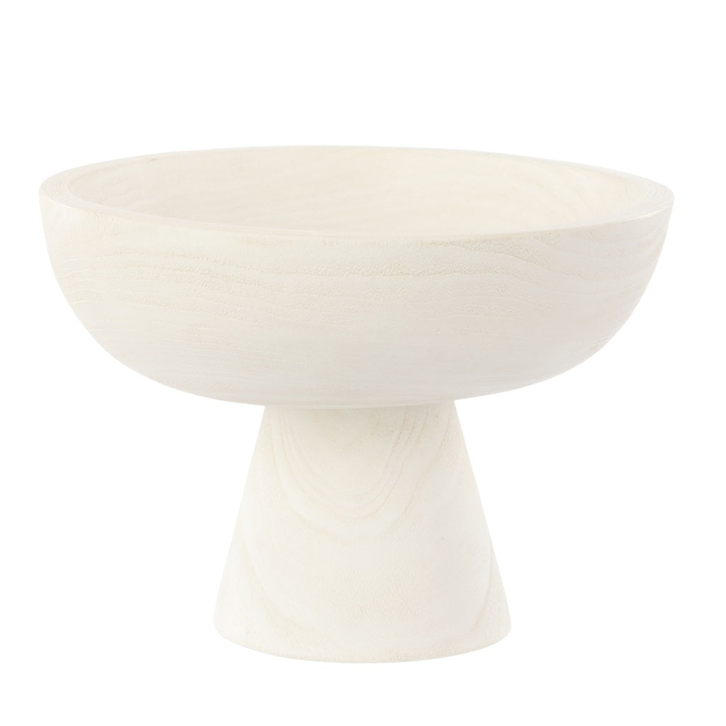 Amalfi Picton Footed Timber Bowl 30x21cm - White Wooden Decorative Serving Bowl for Fruit, Salad, Centerpiece - Perfect for Dining Table, Kitchen Counter, and Home Decor