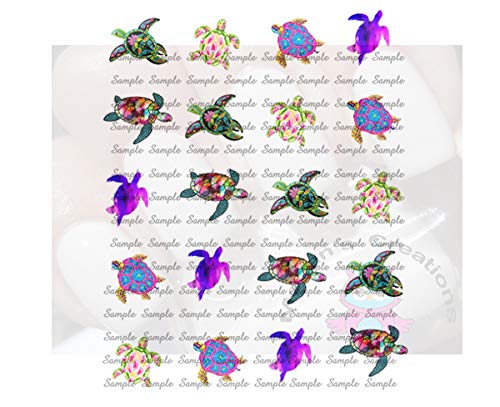 Vibrant Sea Turtle Nail Decals - Water Slide Nail Art Stickers for Manicure & Pedicure - Perfect for Summer Beach Nails, Tropical Vacation Nails, and Ocean-Themed Nail Designs
