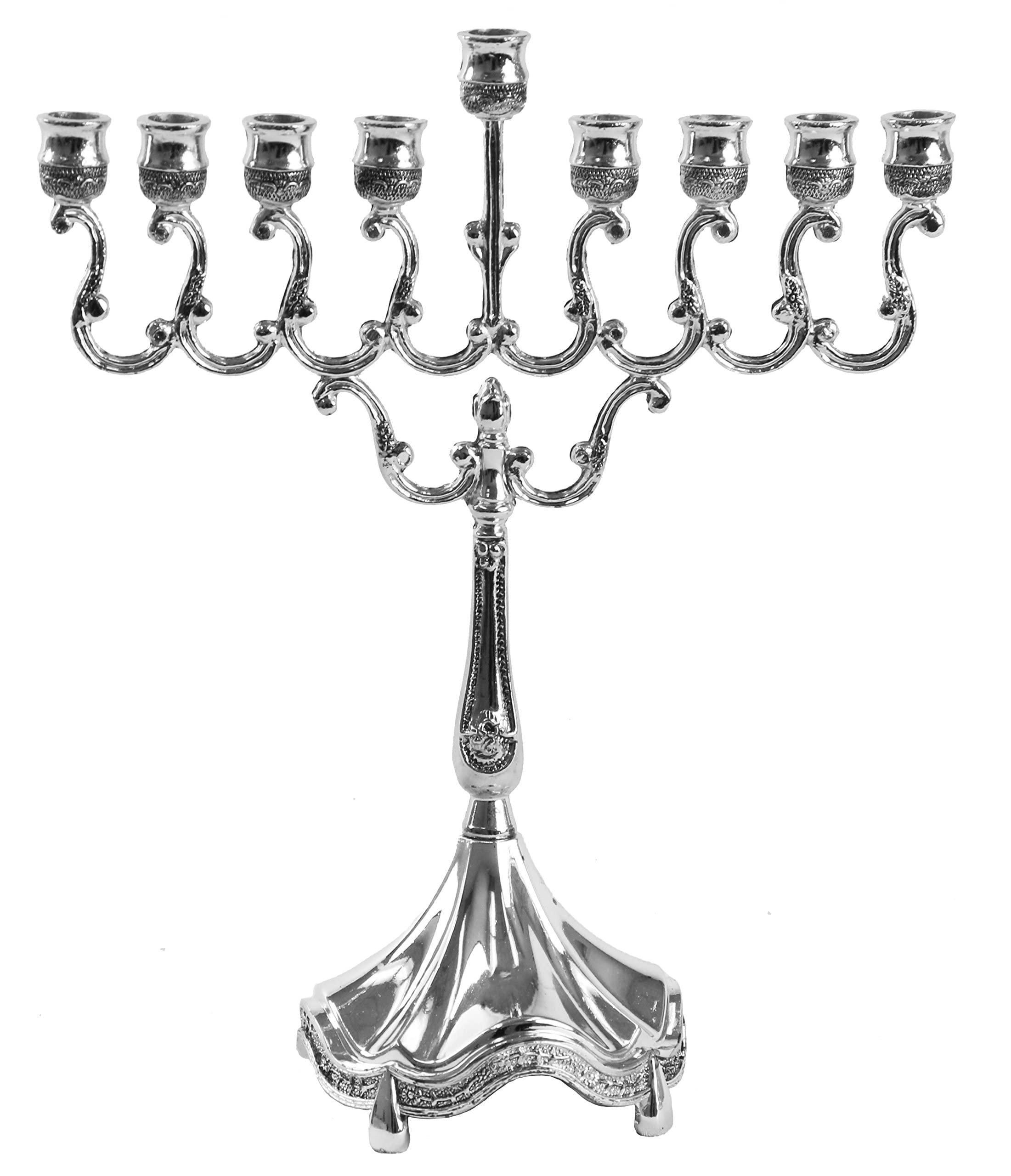 Silver Plated Hanukkah Menorah for Standard Candles - 8.5