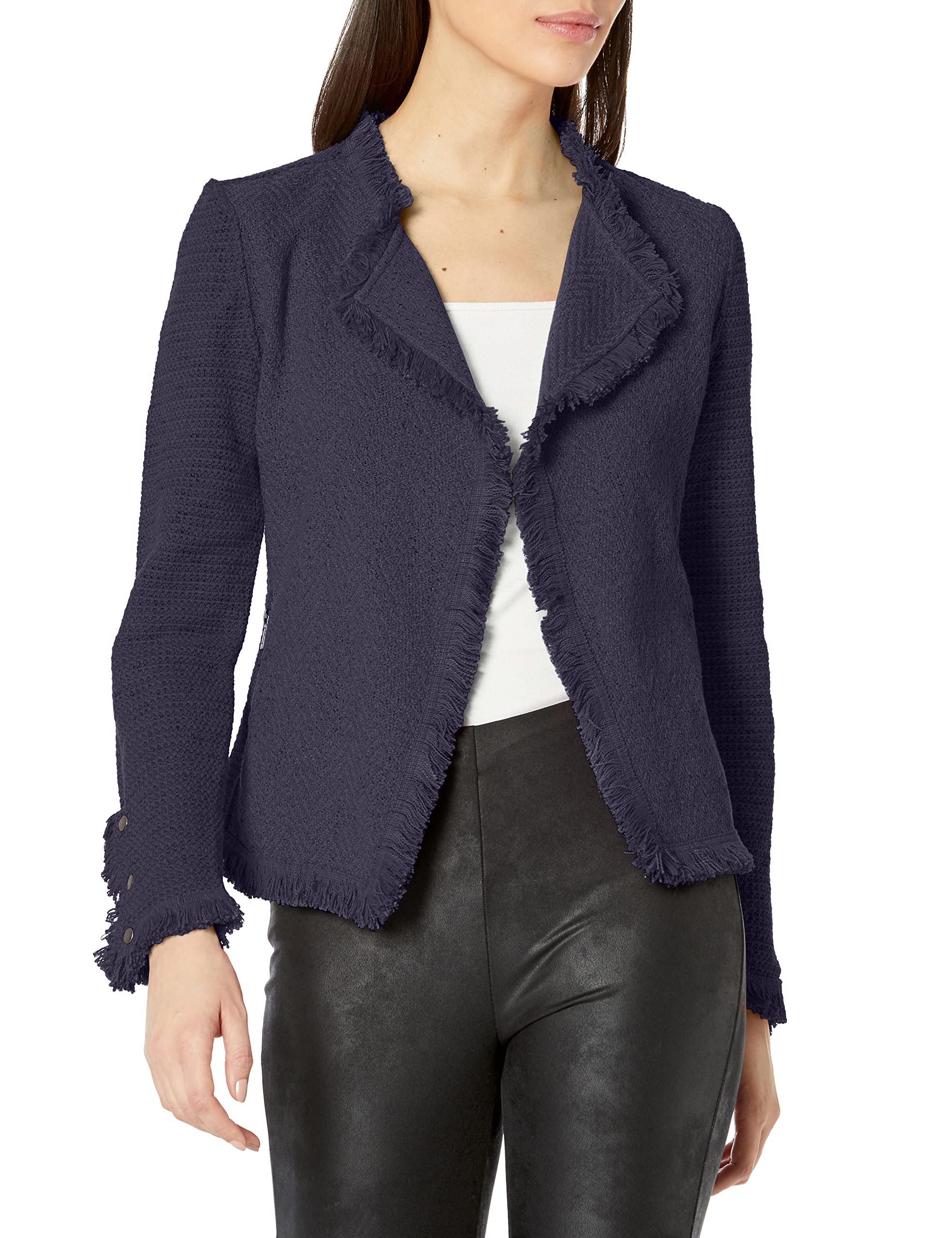 NIC+ZOE Women's Fringe Mix Jacket - Stylish Casual Outerwear for Fall & Winter | Perfect for Office, Travel & Date Nights