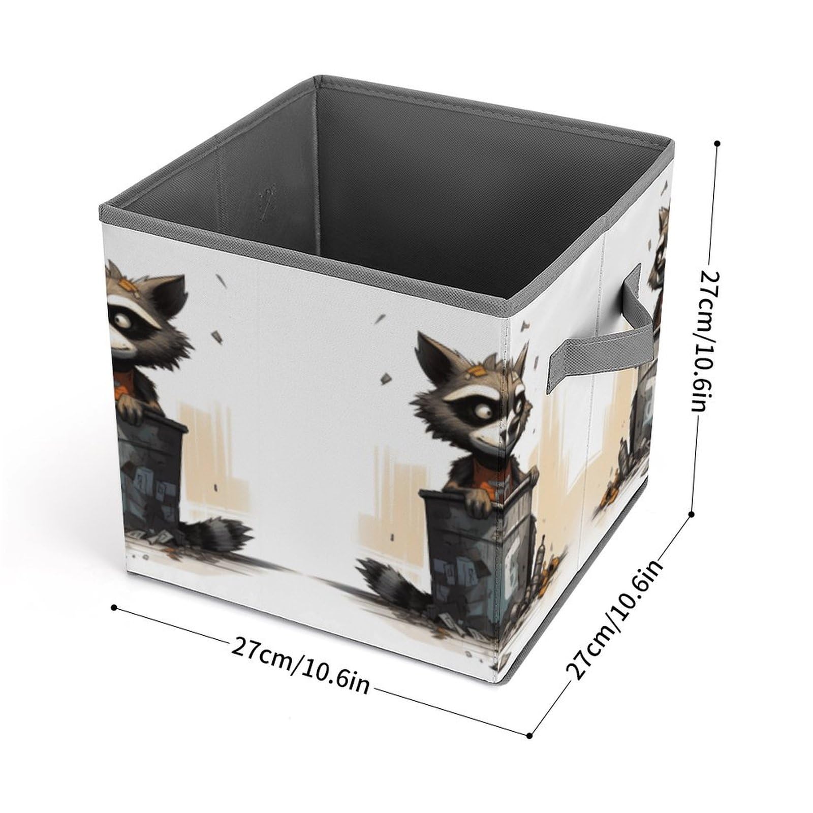 Collapsible Storage Bins with Handles - Raccoon Printed Organizing Baskets for Home & Office