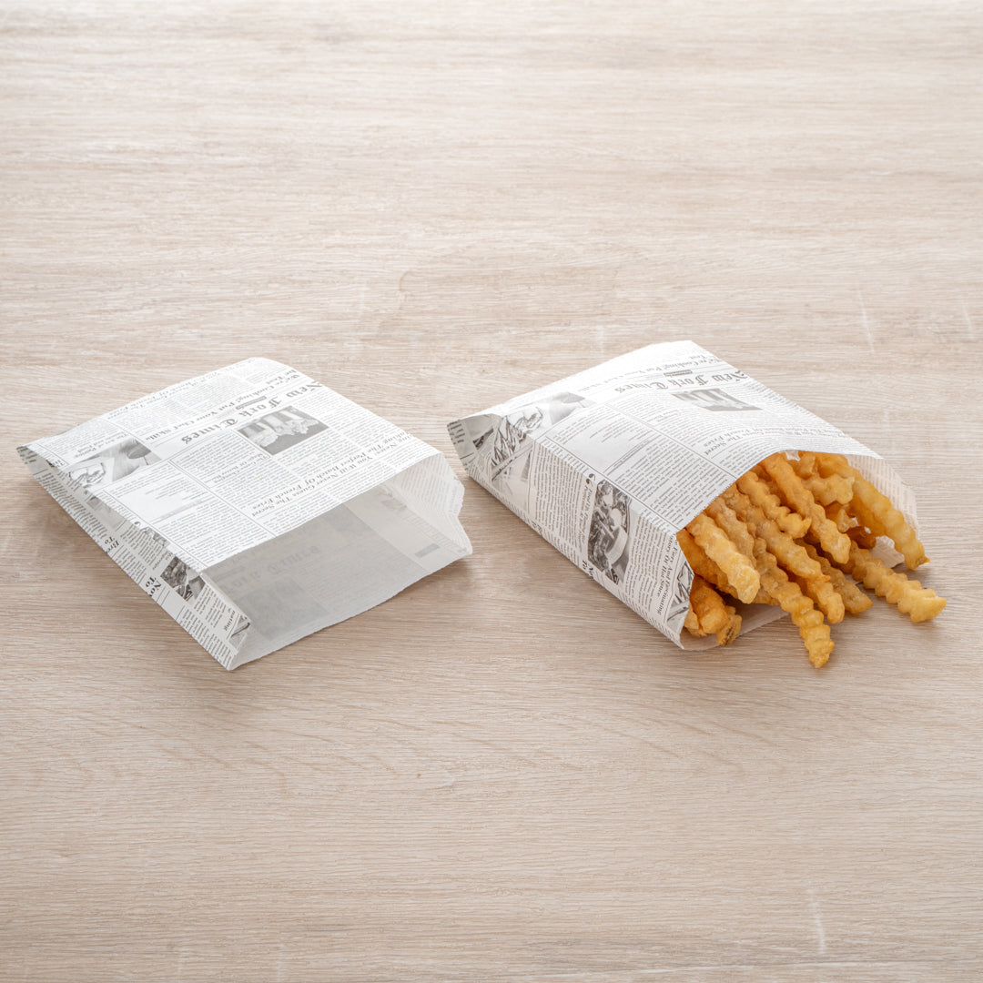 Eco-Friendly Newsprint Paper French Fry & Snack Bags - 4.25