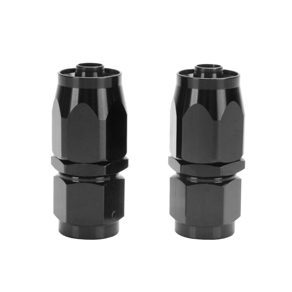 LokoCar 12AN 0° Straight Swivel Fitting for CPE Braided Hose - 2Pcs Black - Perfect for Hydraulic & Fuel Systems