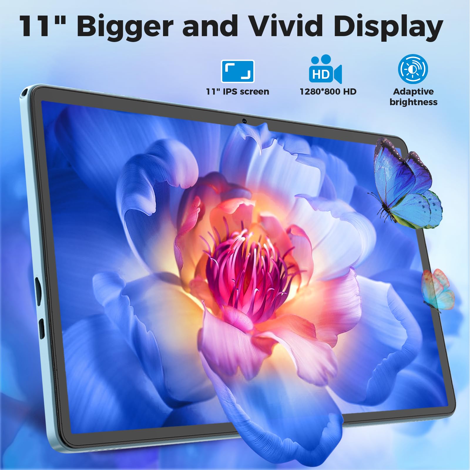 11 Inch Android 14 Tablet with Keyboard - 12GB RAM 128GB Storage (Expandable to 1TB), 8000mAh Battery, Dual Camera (5MP+13MP), Dual-Band WiFi, IPS Touchscreen - 2-in-1 Convertible Tablet with Protective Case, Wireless Mouse & Stylus (Black) | Perfect for Work, Study, Streaming & Travel