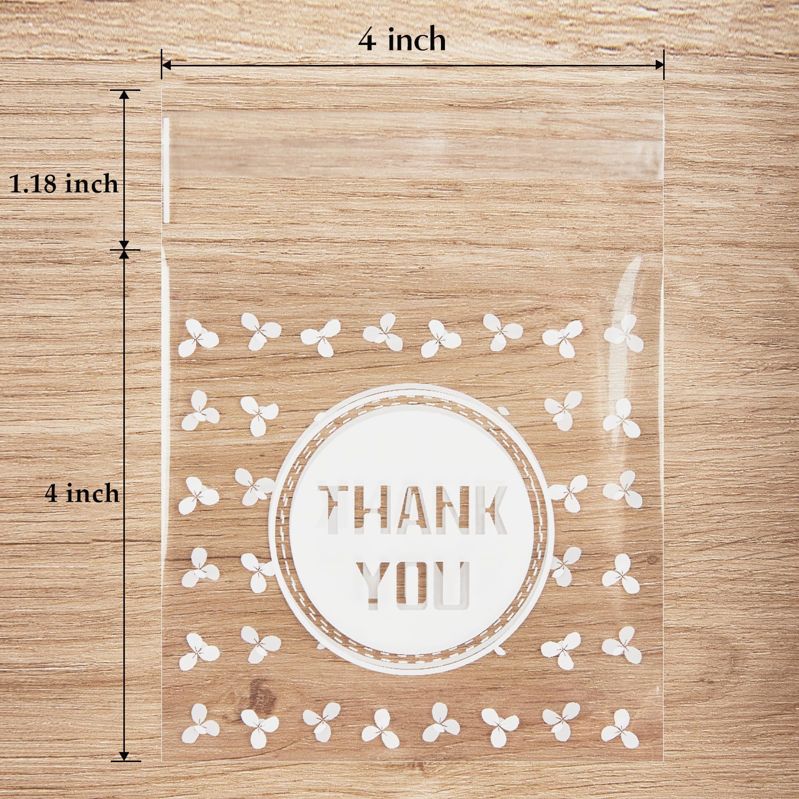 300pcs Self-Adhesive Clear Cellophane Cookie Bags 4x4 Inch - Small Treat Bags for Baking, Party Favors, Gift Wrapping & Bake Sales - Perfect for Cookies, Candies, Wedding Favors & Holiday Gifting