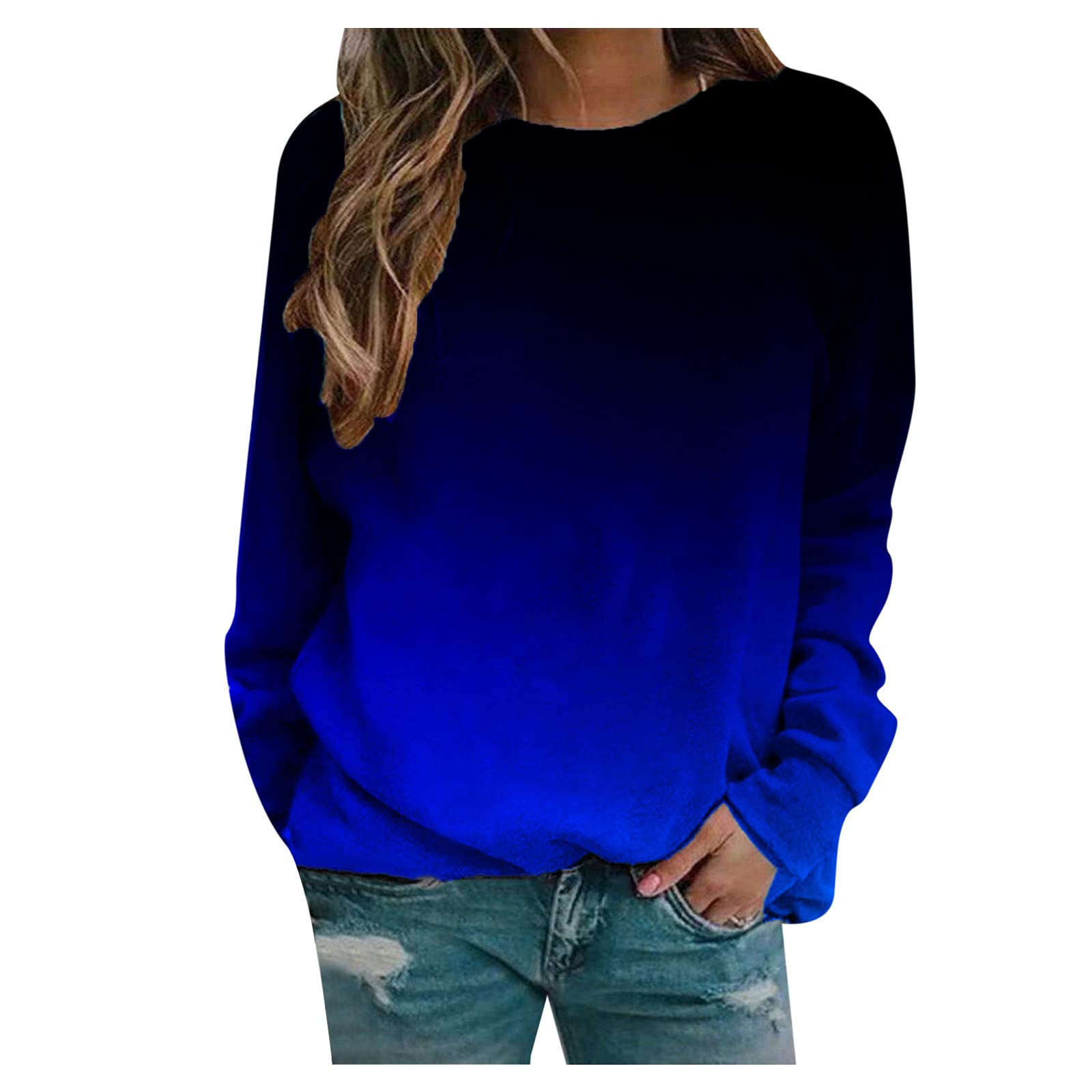 Women's Casual Long Sleeve Crewneck Sweatshirt - Loose Fit Fall Pullover Tunic Top for Women | Comfortable Everyday Wear, Layering & Outdoor Activities