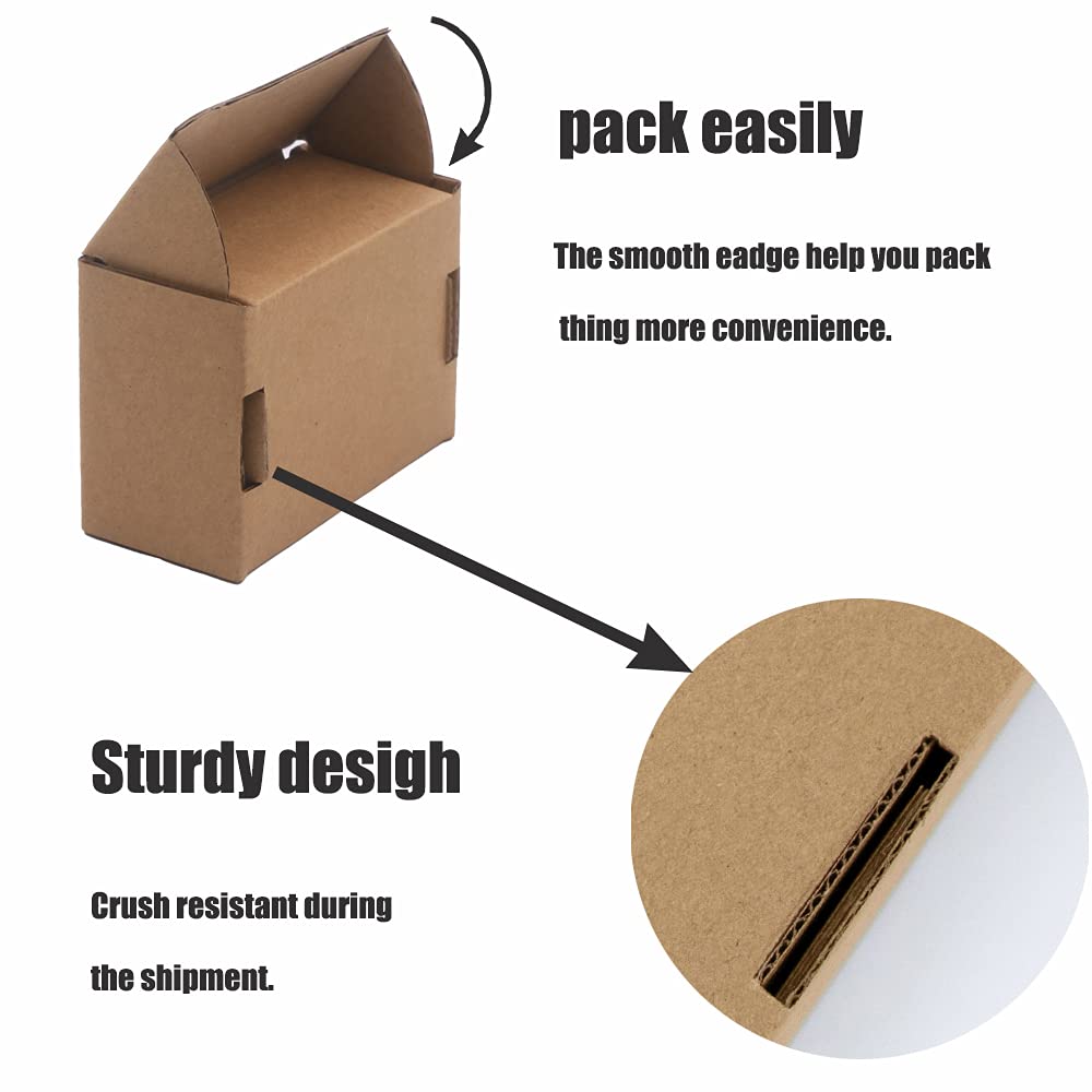 3.1x1.5x2.5 Inch Small Kraft Shipping Boxes - 20 Pack Recyclable Crush-Resistant Corrugated Mailer Boxes for Jewelry, Cosmetics & Small Business Shipping