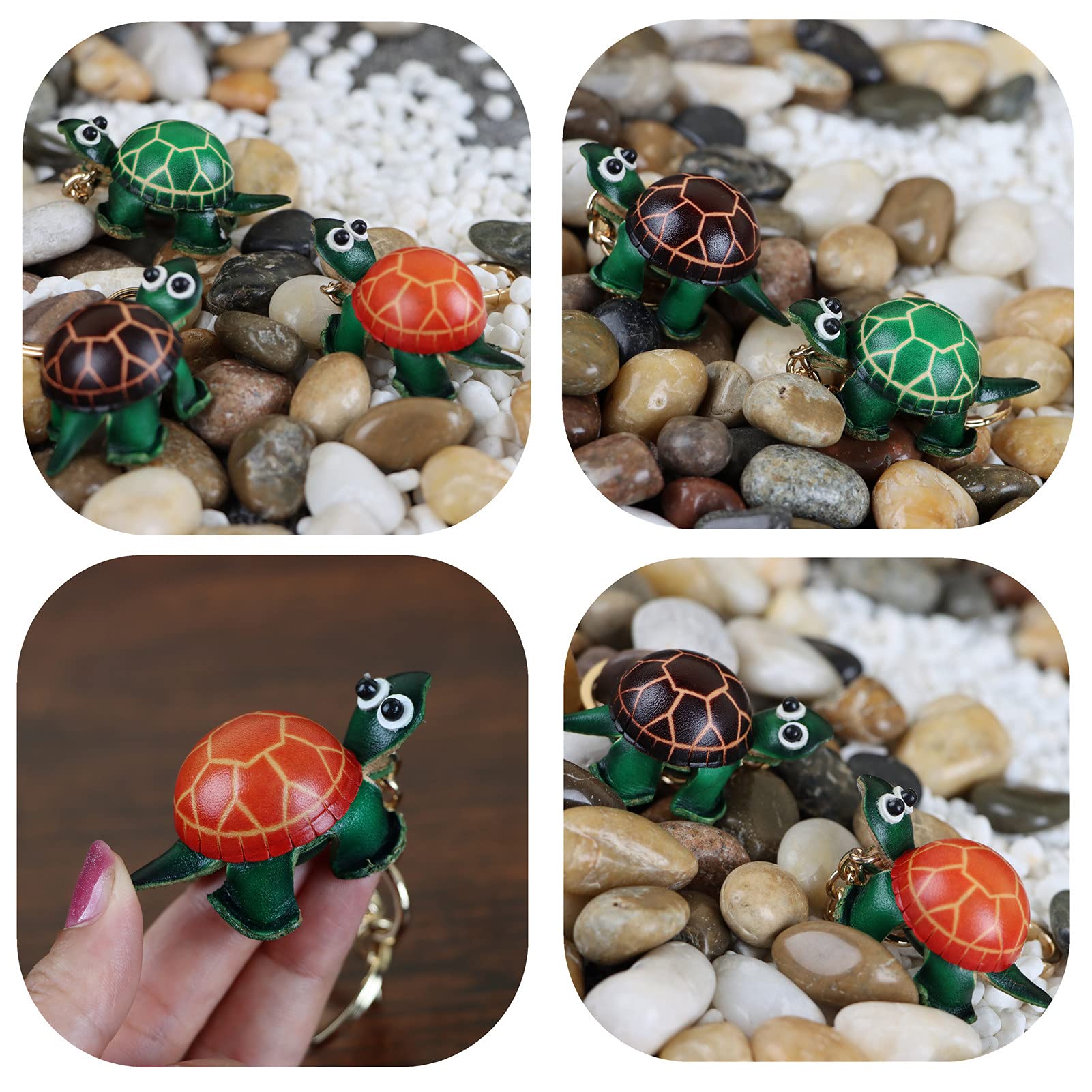 Handmade Cowhide Turtle Keychain for Men & Women - Cute Small Gift for Backpack, Purse, or Keys - Perfect for Travel, Gifts, and Everyday Use