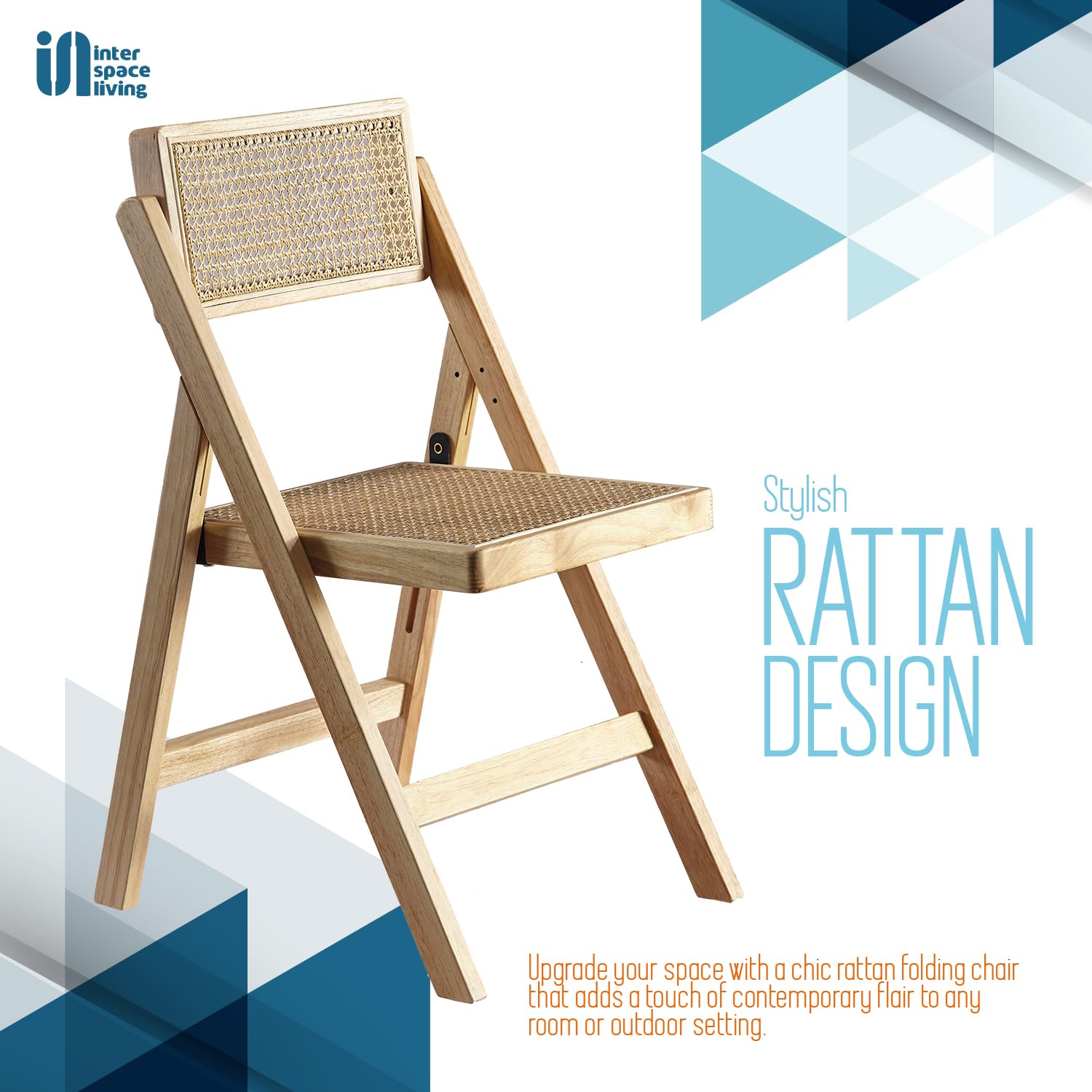 **Ibiza Rattan Chair Set of 2 – Natural Folding Outdoor Dining Chairs for Patio, Garden, Balcony | Modern Accent Chair for Living Room & Office | Foldable Space-Saving Design – Perfect for Small Spaces & Entertaining**