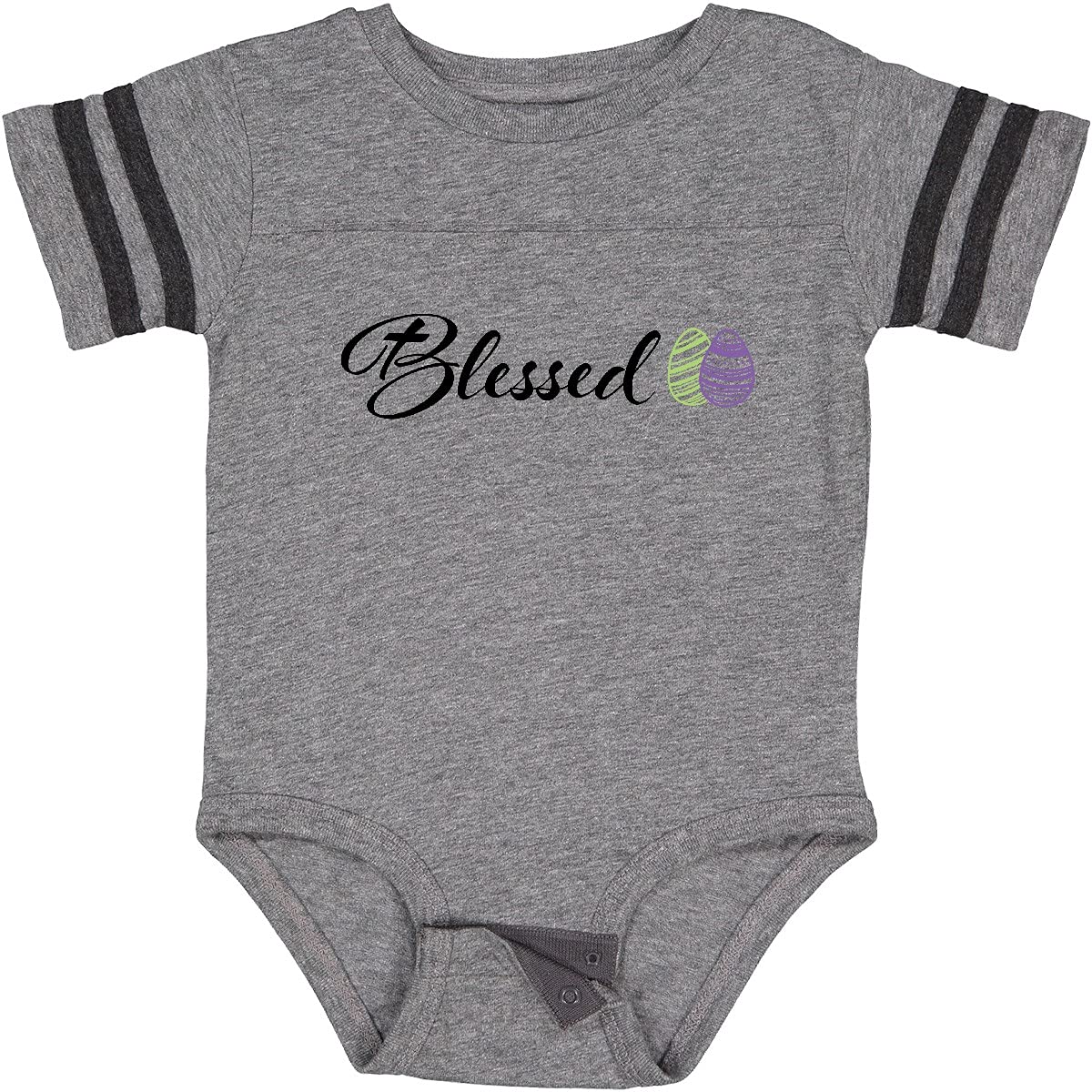 Inktastic Easter Blessed with Green and Purple Eggs Baby Bodysuit - Cute Easter Outfit for Infants, Toddler Easter Party, Spring Photoshoot & Family Gatherings